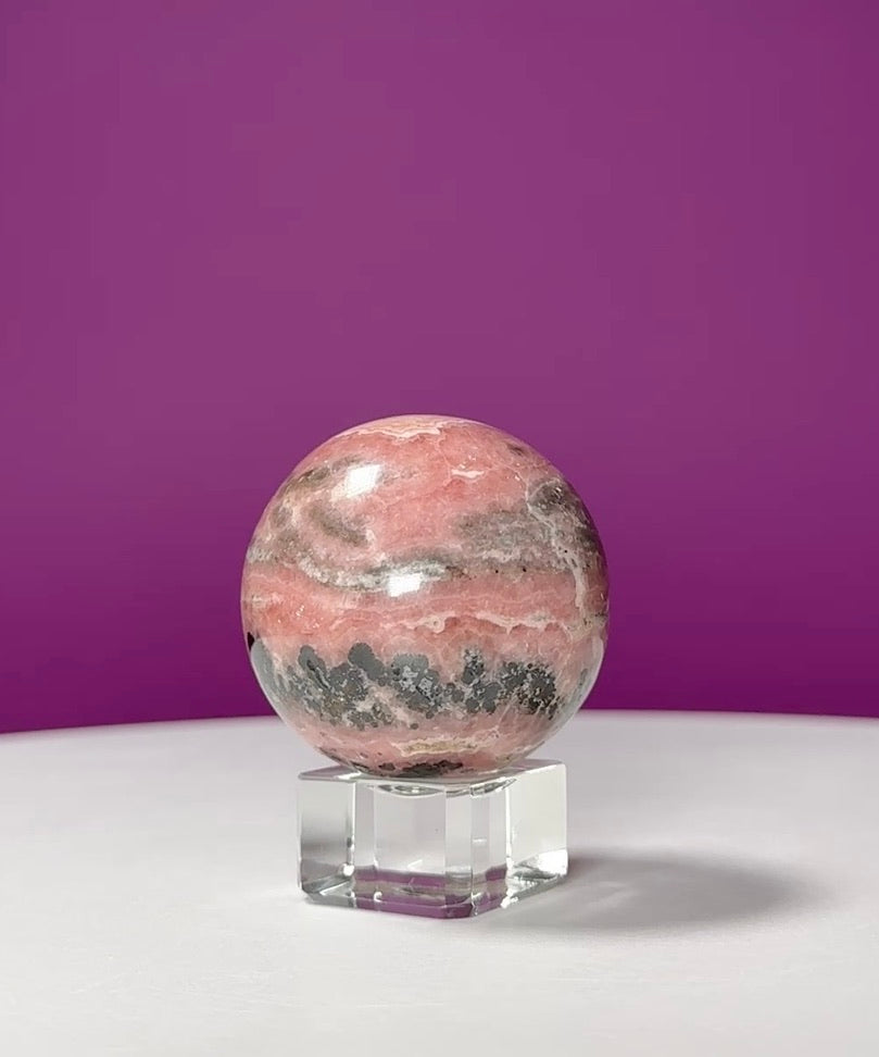 Rhodonite Sphere (Includes Glass Stand)