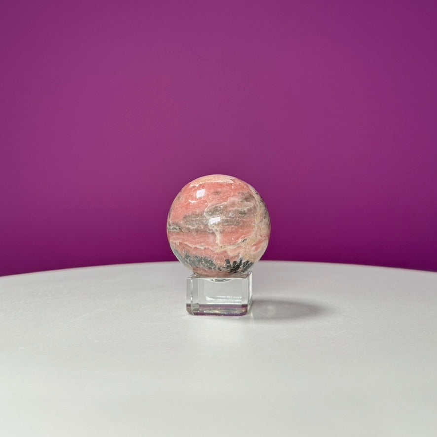 Rhodonite Sphere (Includes Glass Stand)