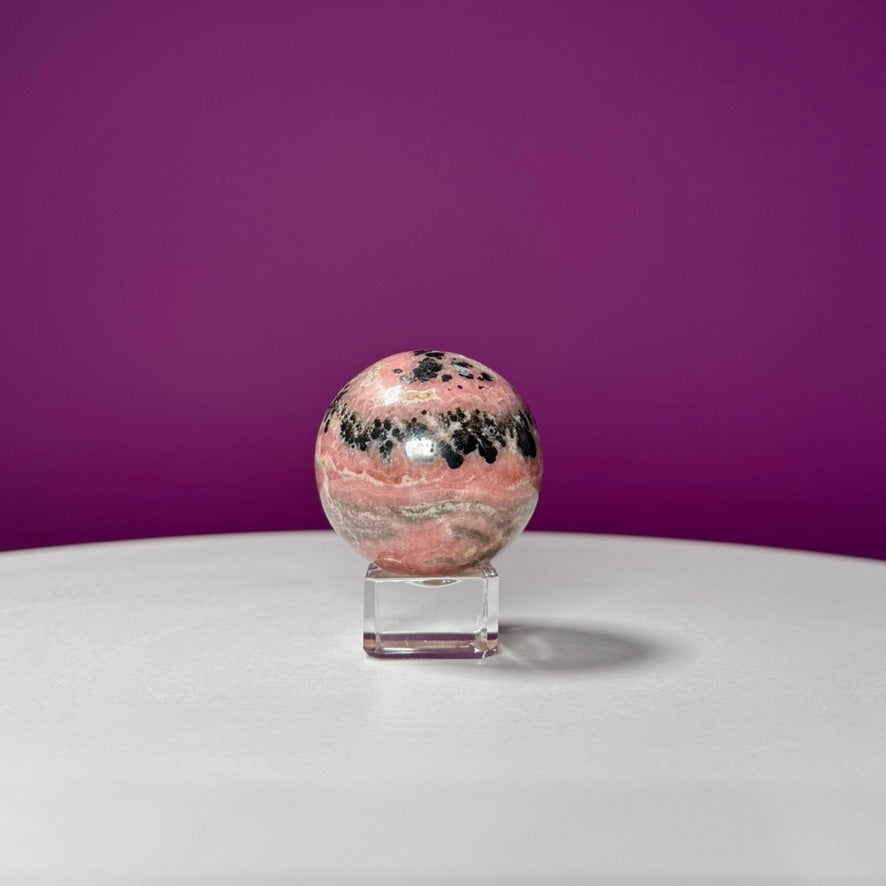 Rhodonite Sphere (Includes Glass Stand)