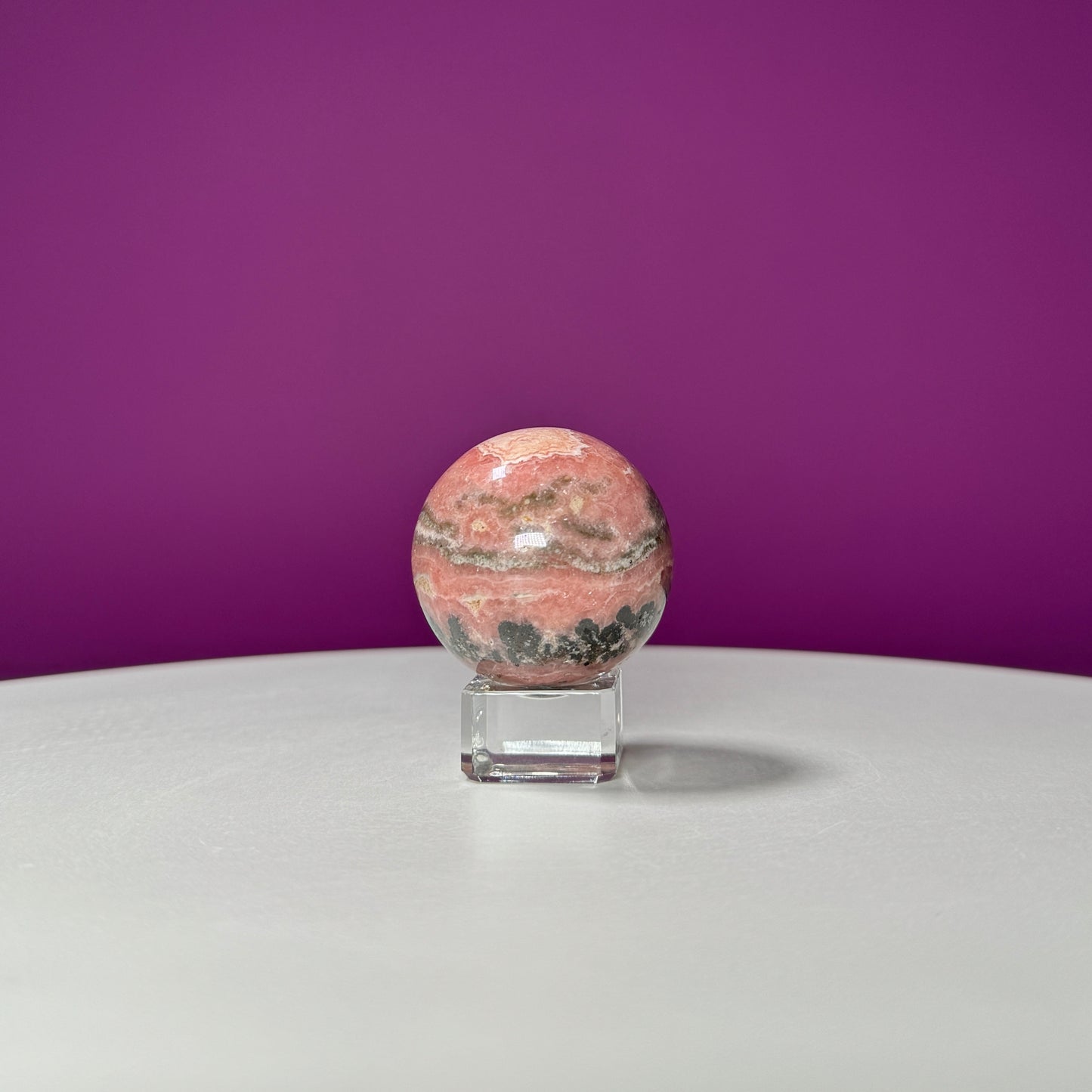 Rhodonite Sphere (Includes Glass Stand)