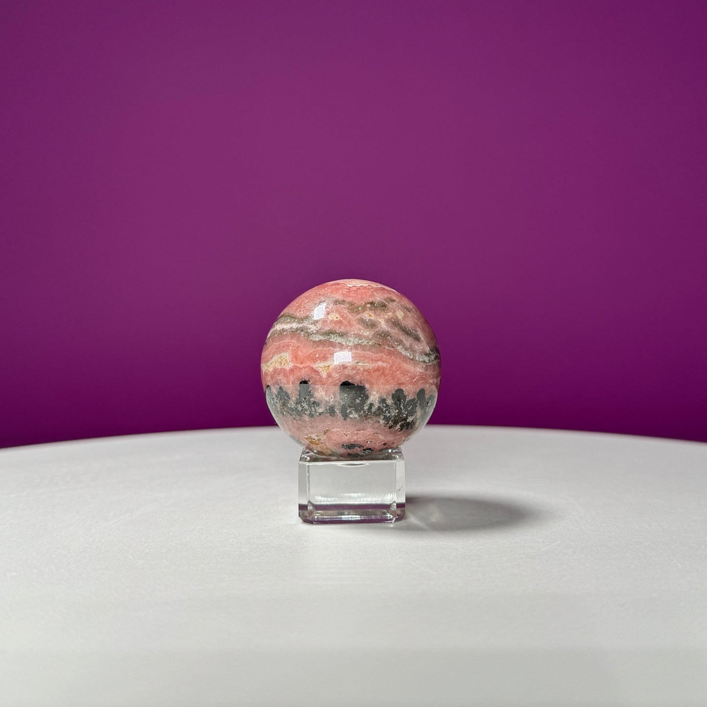 Rhodonite Sphere (Includes Glass Stand)