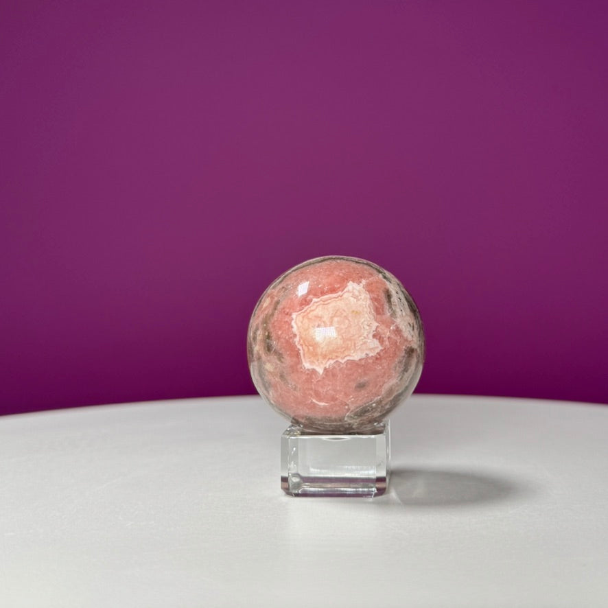 Rhodonite Sphere (Includes Glass Stand)
