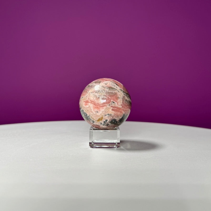 Rhodonite Sphere (Includes Glass Stand)