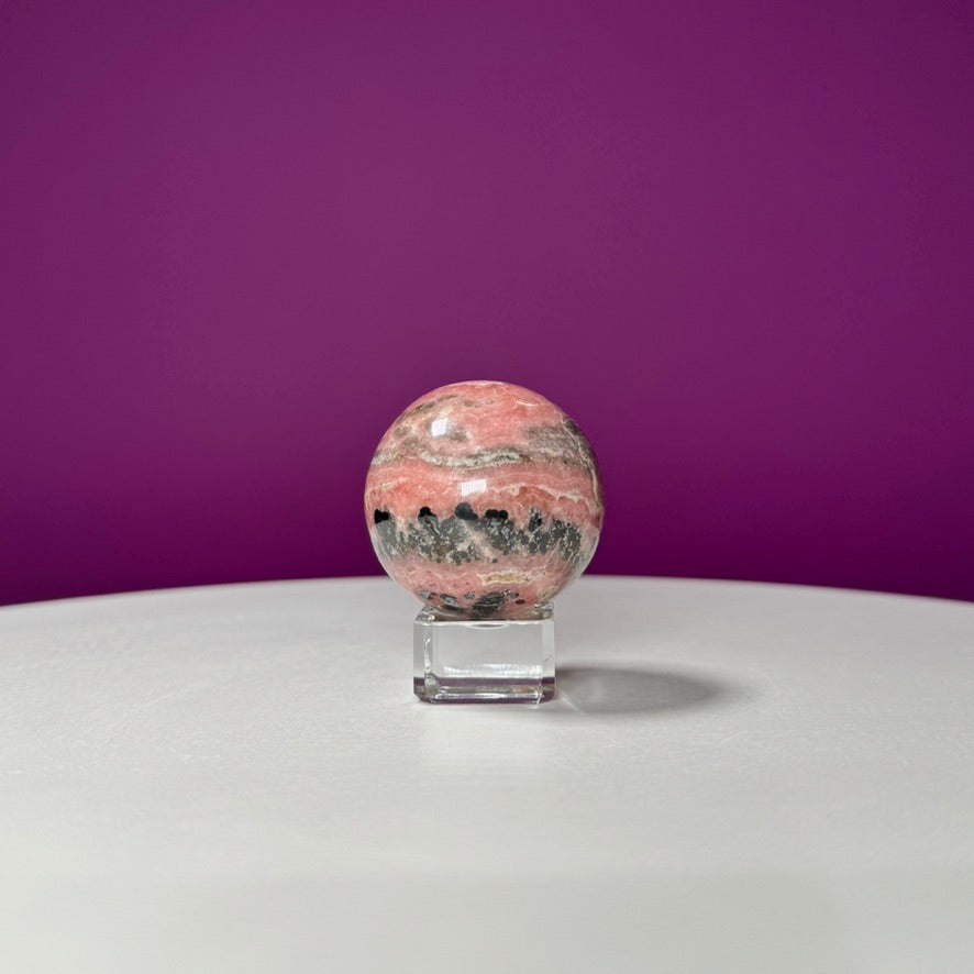 Rhodonite Sphere (Includes Glass Stand)
