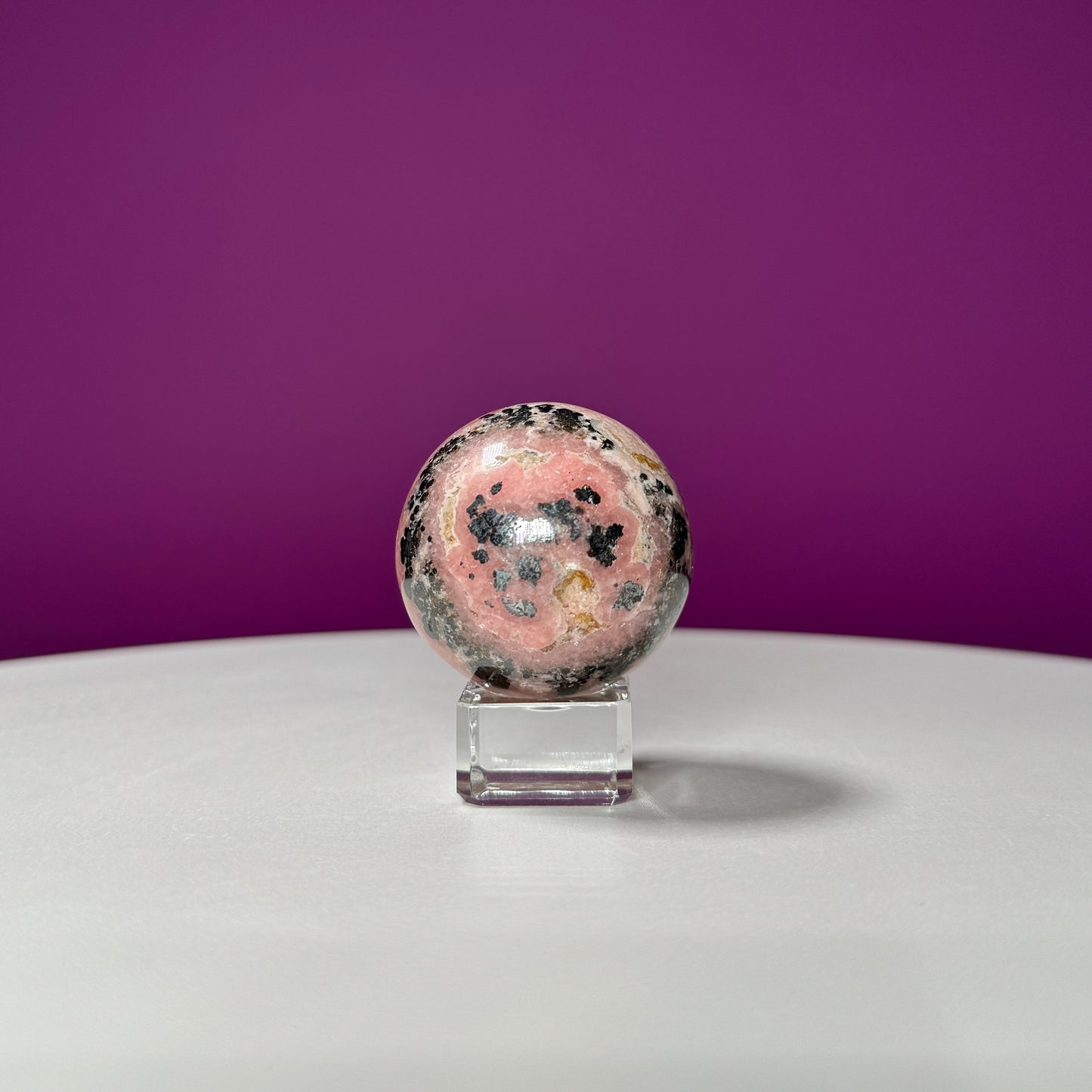 Rhodonite Sphere (Includes Glass Stand)