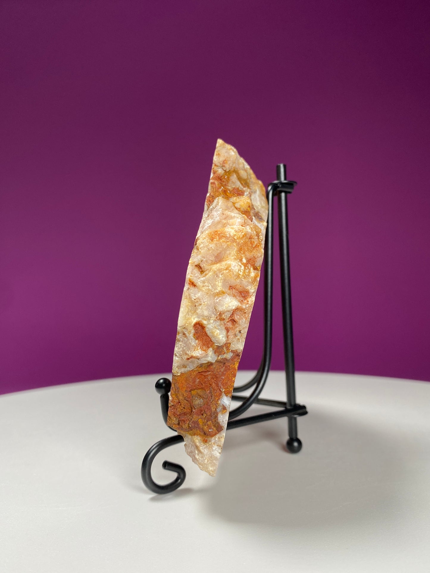 Pink Amethyst Slab (Includes Black Metal Stand)