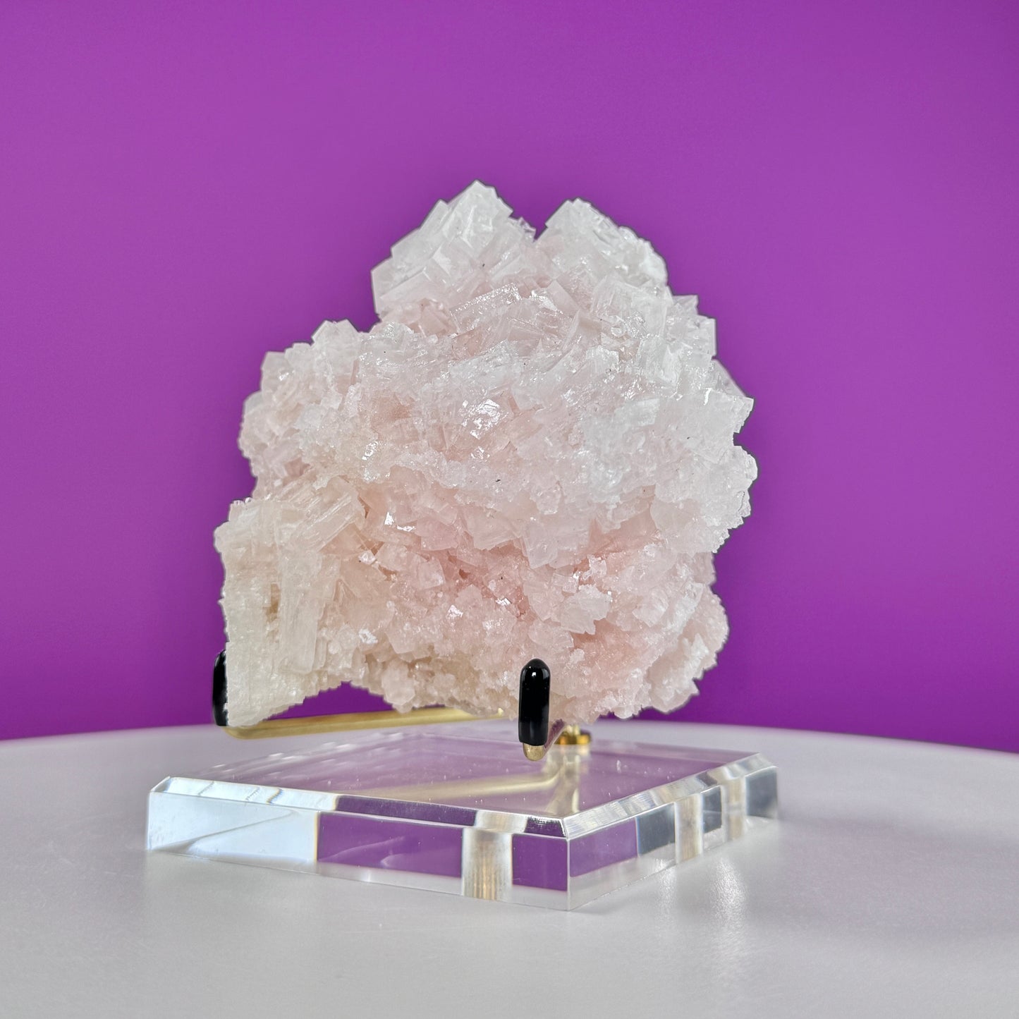 Pink Halite (California) (Includes Gold Metal/Acrylic Stand)