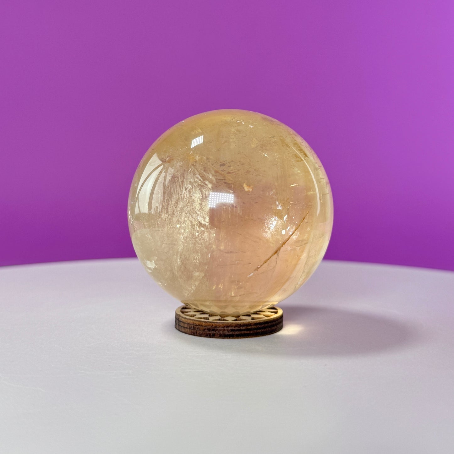 Honey Calcite Sphere (Includes Decorative Wood Stand)