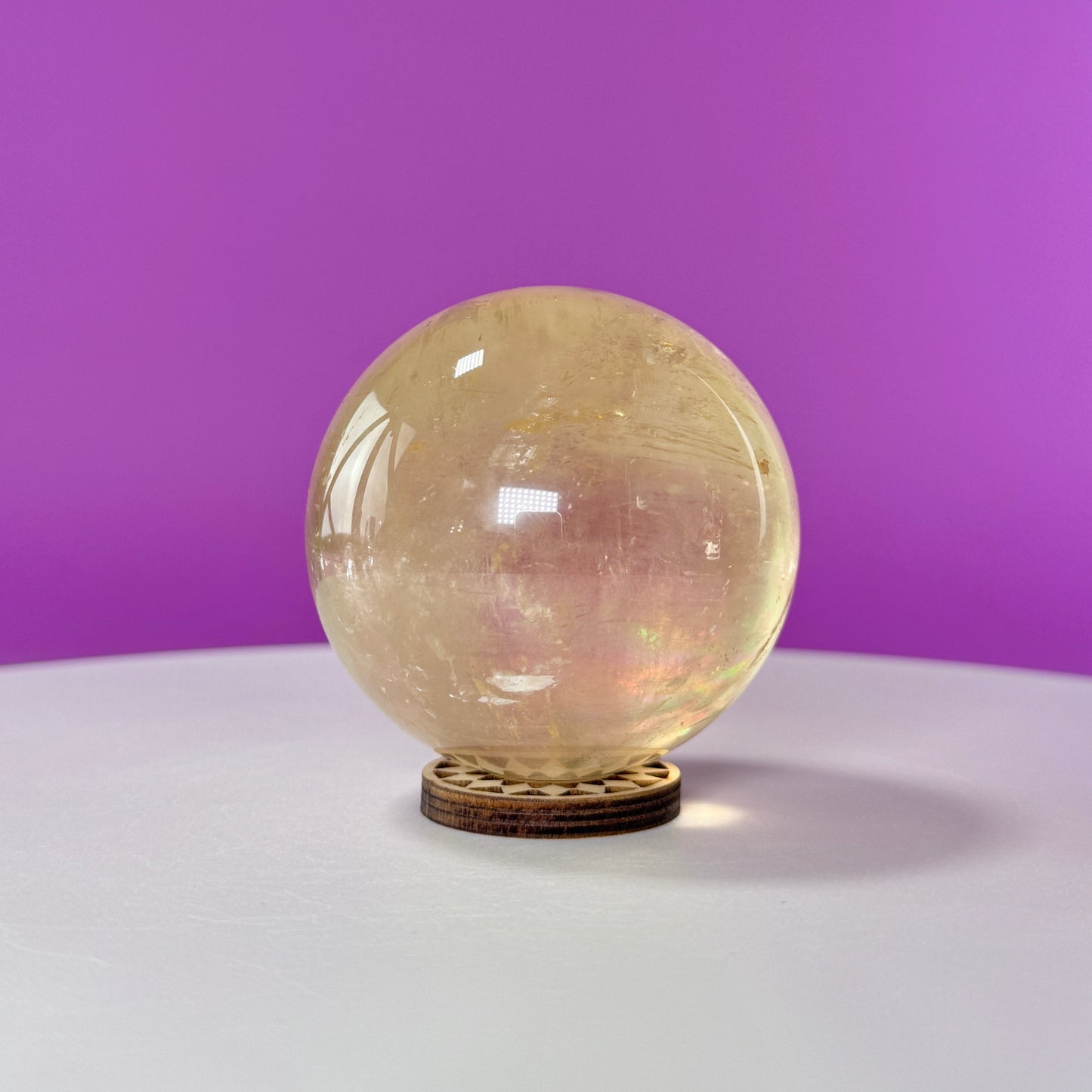 Honey Calcite Sphere (Includes Decorative Wood Stand)