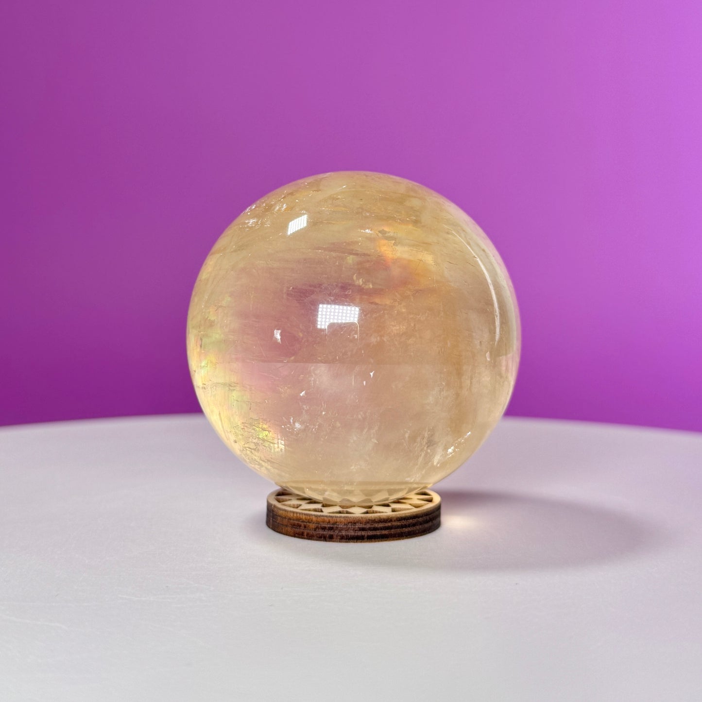 Honey Calcite Sphere (Includes Decorative Wood Stand)