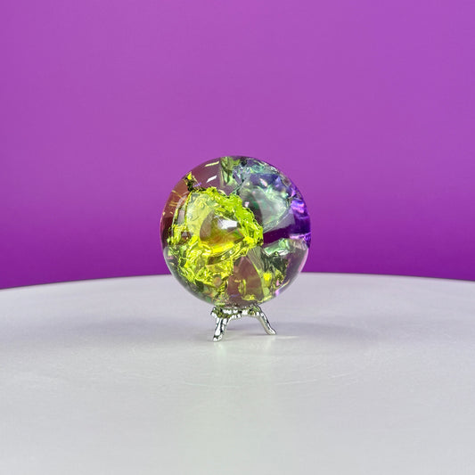 Crackle Glass Sphere (Includes Silver Metal Stand)