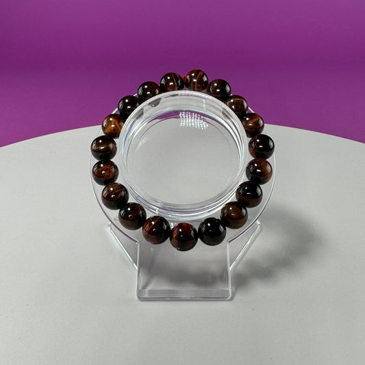Red Tiger Eye Bracelet - 10 Millimeter Beads