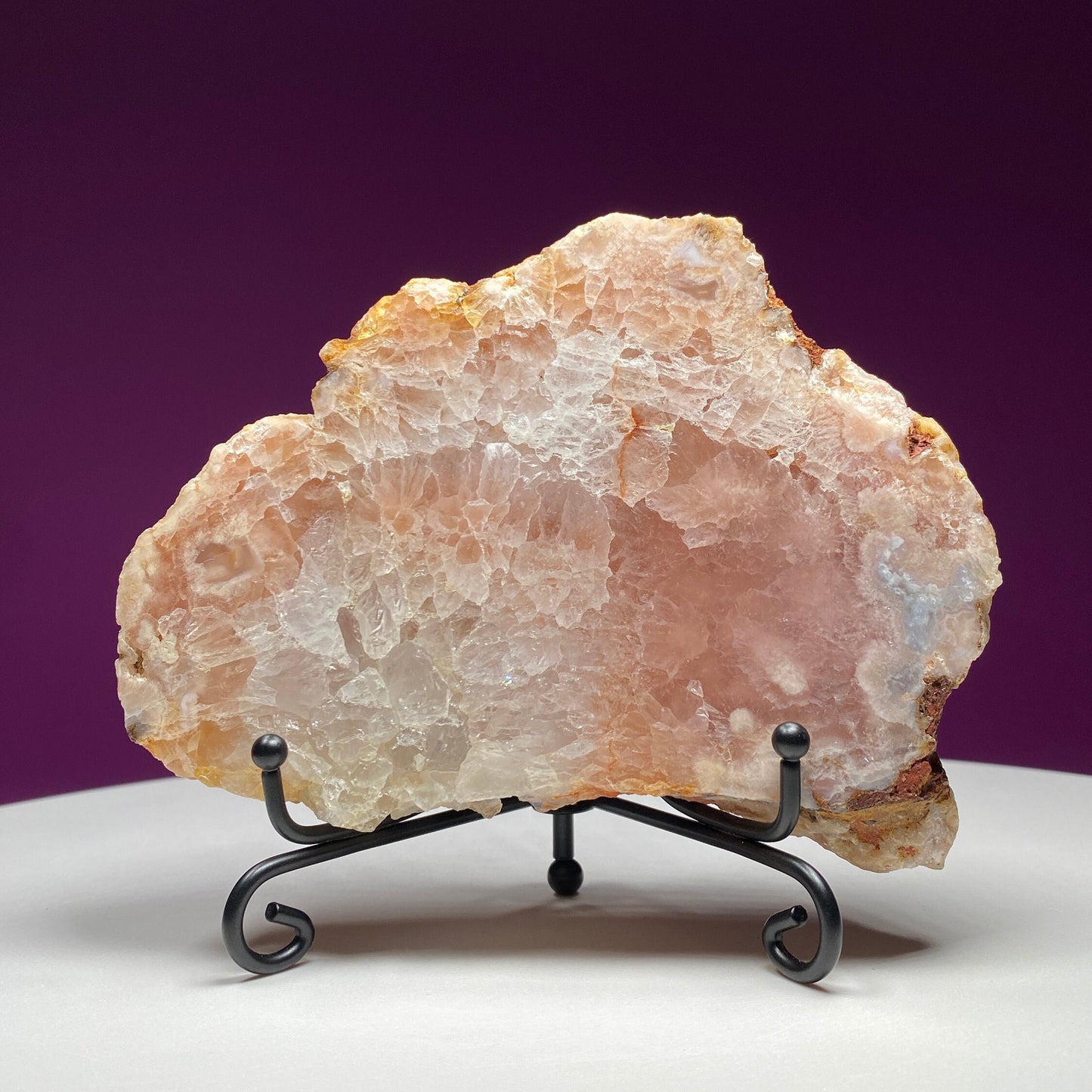Pink Amethyst Slab (Includes Black Metal Stand)