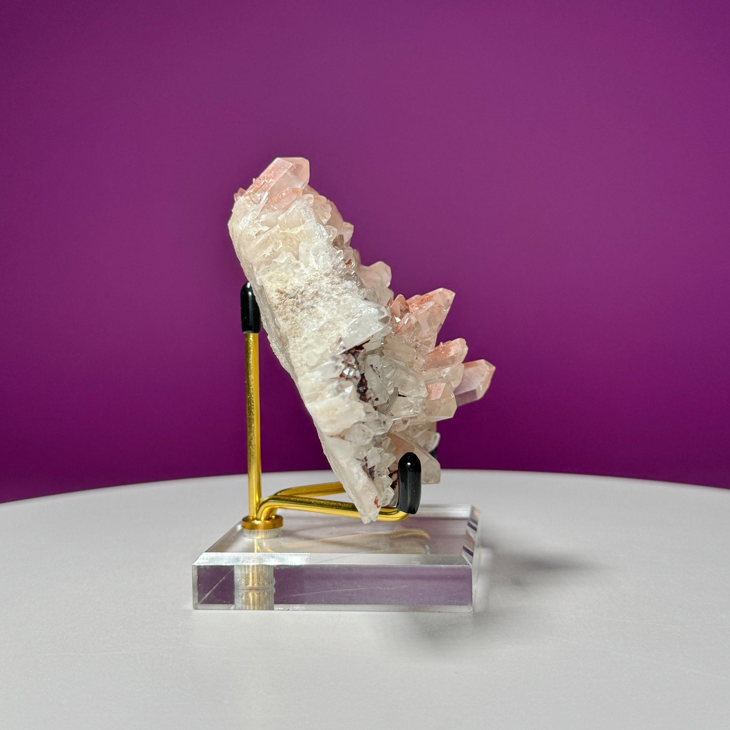 Hematite Quartz Cluster (Includes Metal/Acrylic Stand)