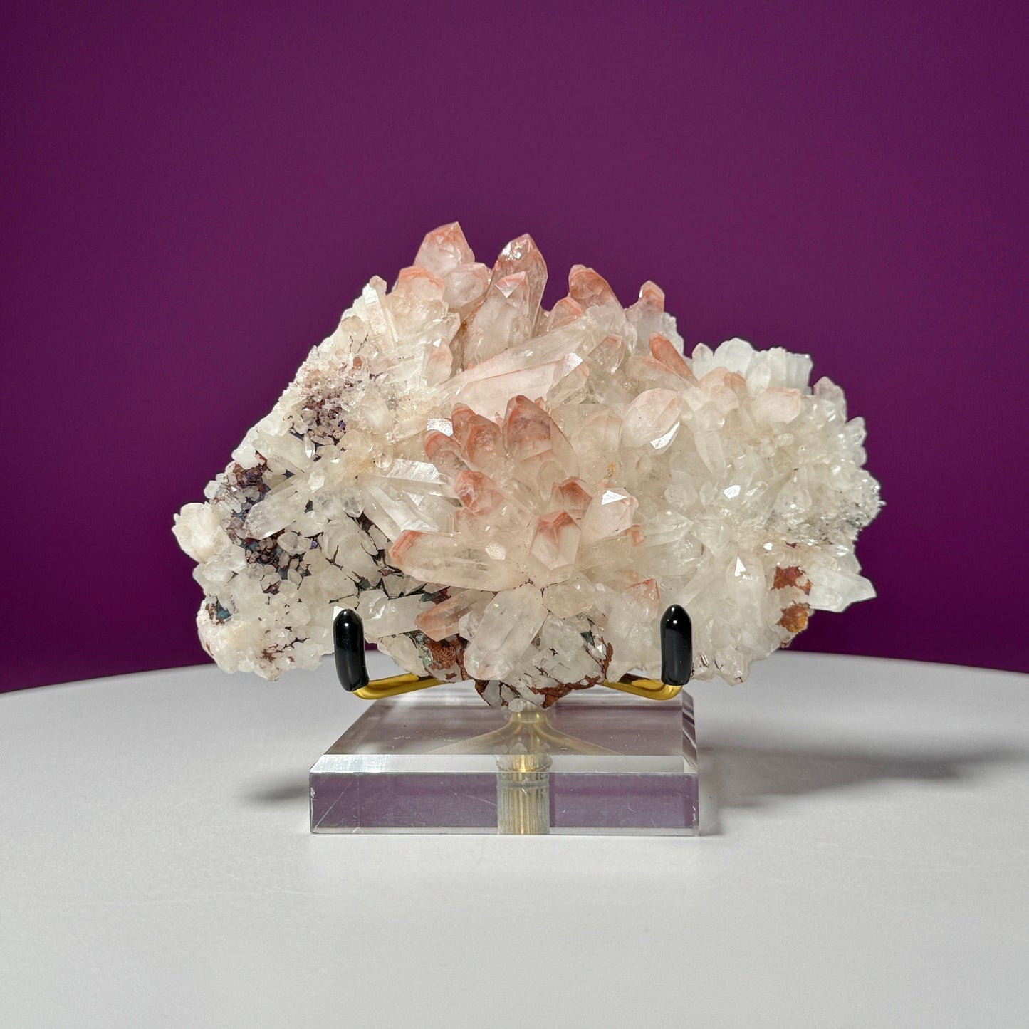 Hematite Quartz Cluster (Includes Metal/Acrylic Stand)