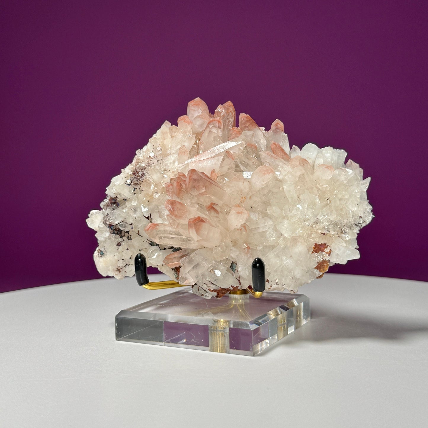 Hematite Quartz Cluster (Includes Metal/Acrylic Stand)