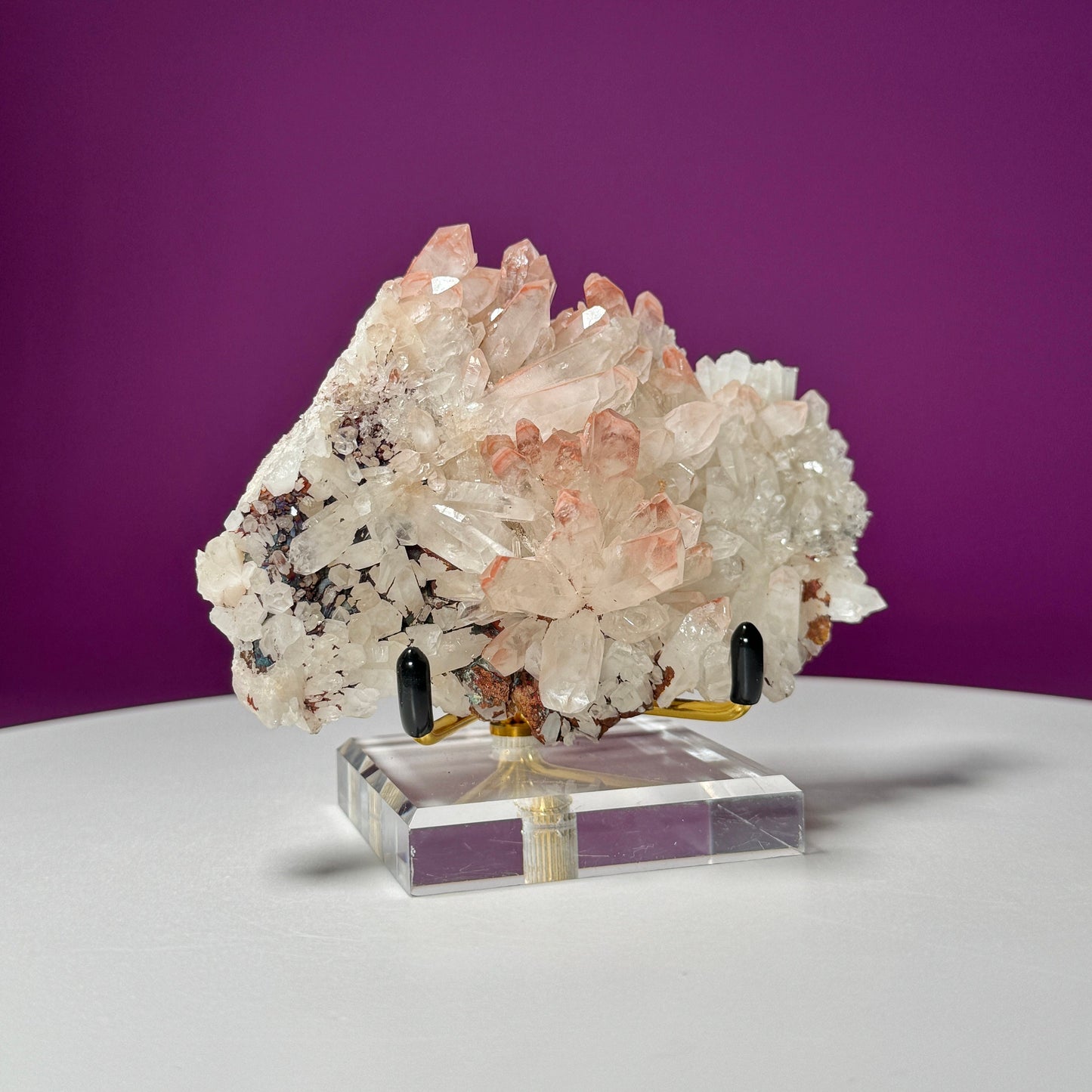 Hematite Quartz Cluster (Includes Metal/Acrylic Stand)