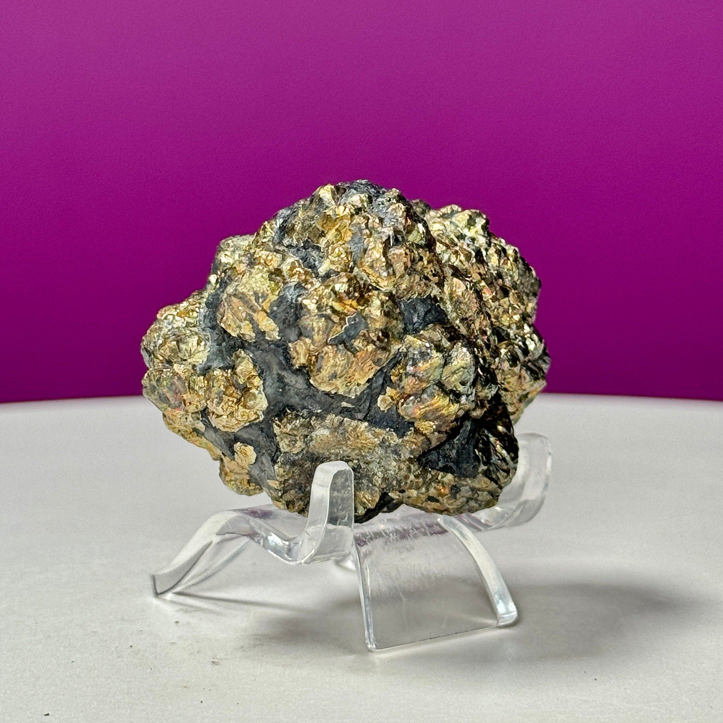 Iridescent Pyrite Ball (Pakistan) (Includes Acrylic Stand)