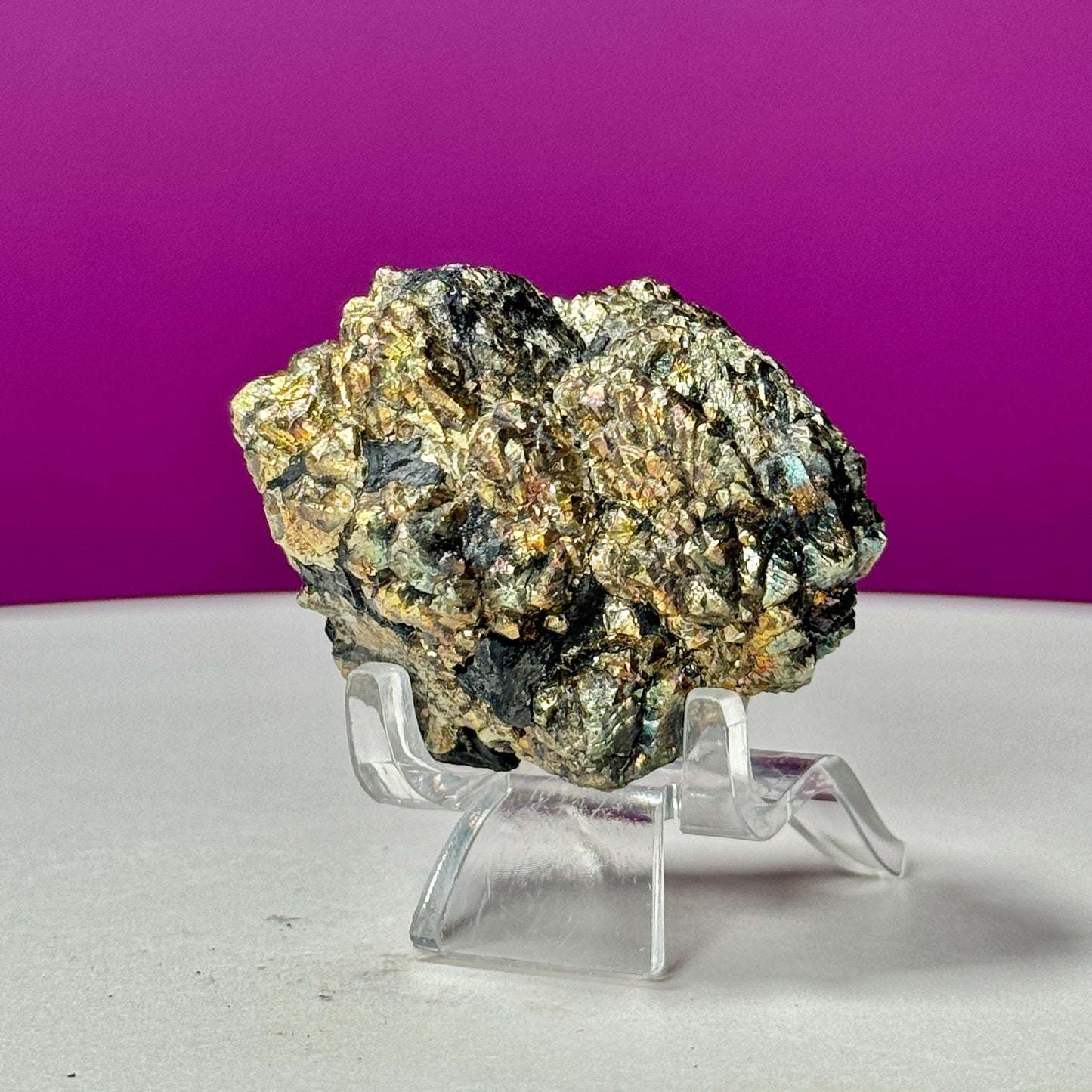 Iridescent Pyrite Ball (Pakistan) (Includes Acrylic Stand)