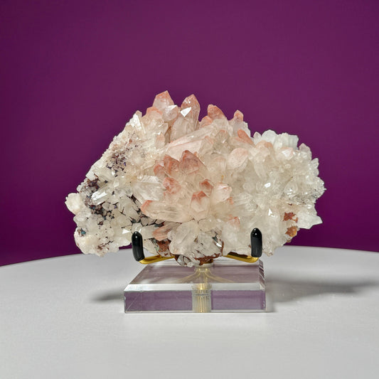 Hematite Quartz Cluster (Includes Metal/Acrylic Stand)