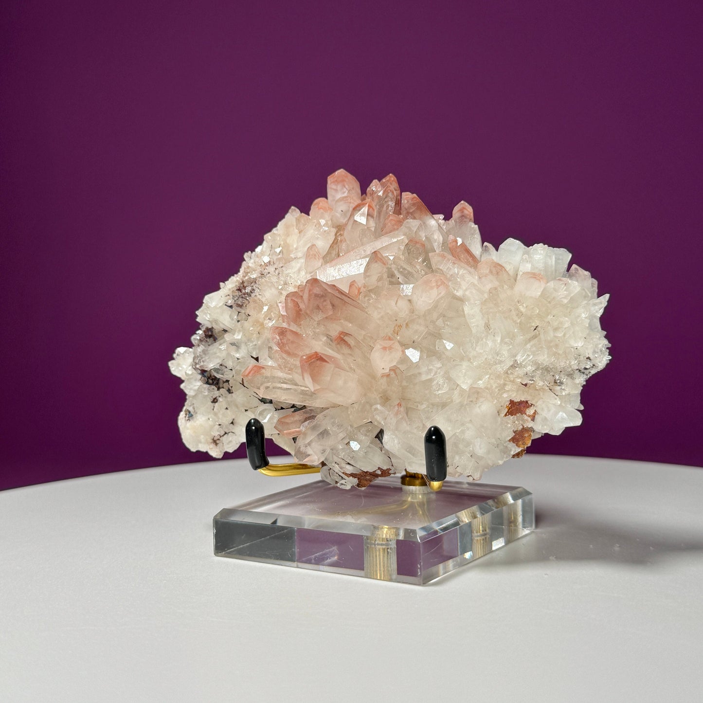 Hematite Quartz Cluster (Includes Metal/Acrylic Stand)