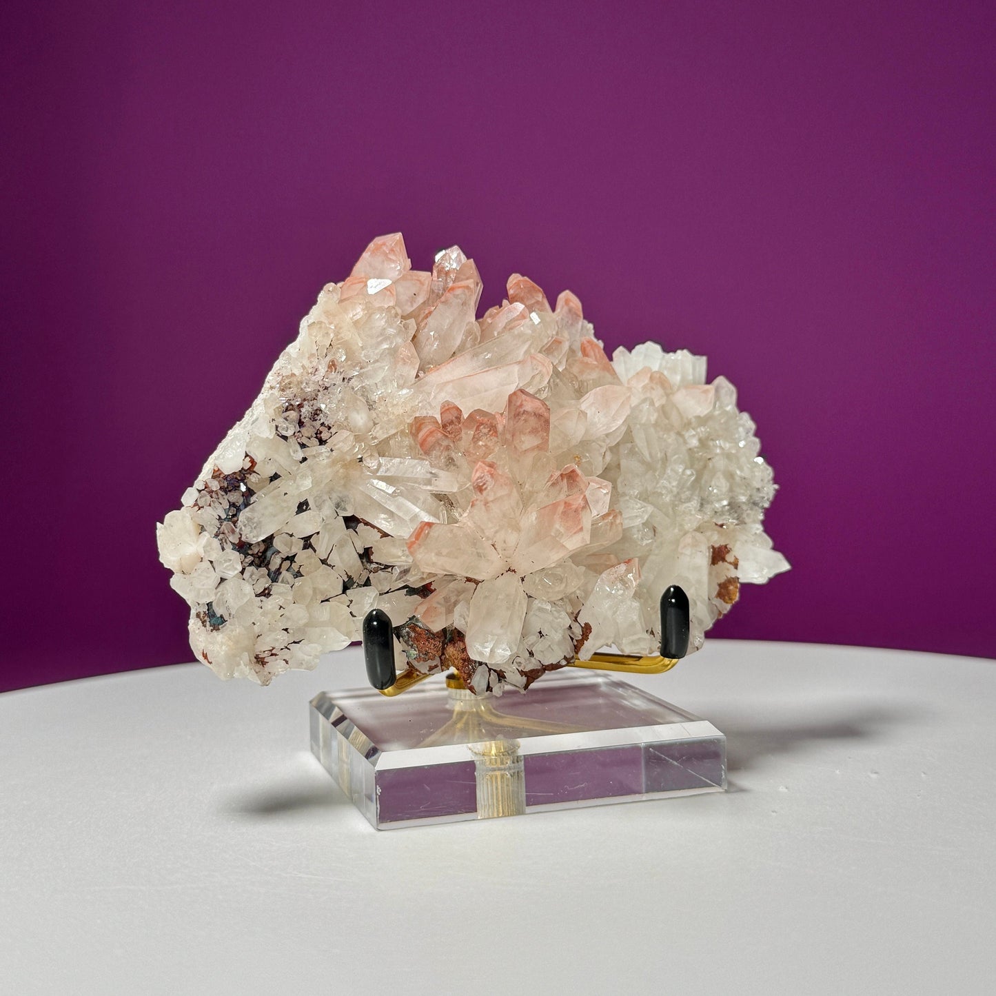 Hematite Quartz Cluster (Includes Metal/Acrylic Stand)