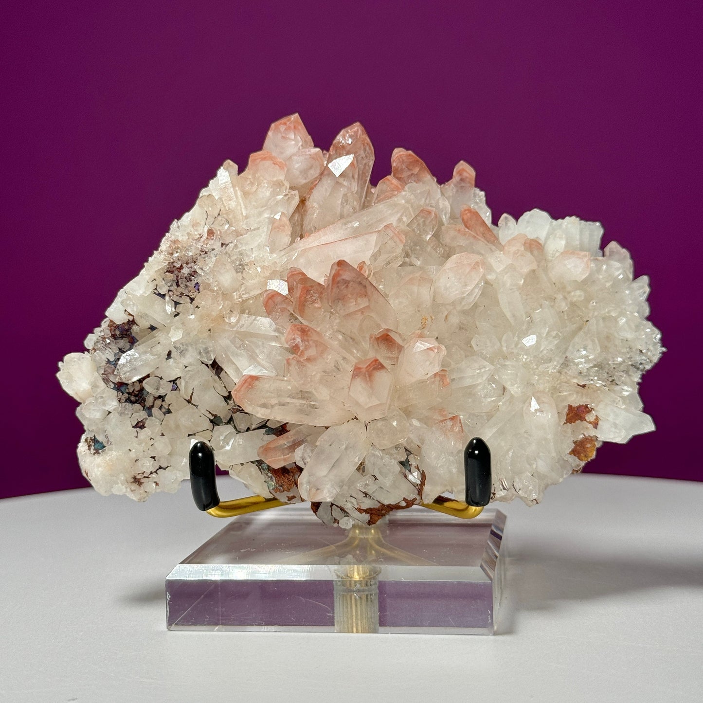 Hematite Quartz Cluster (Includes Metal/Acrylic Stand)