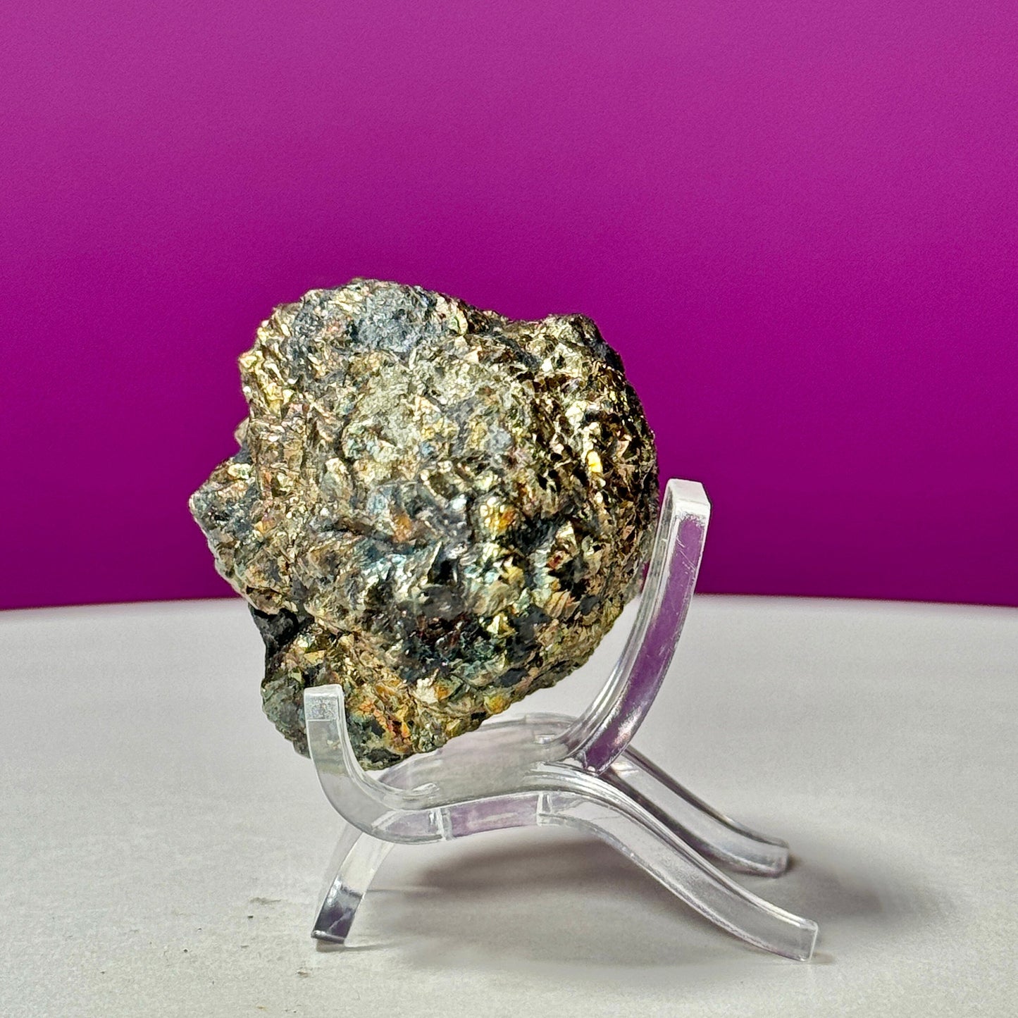 Iridescent Pyrite Ball (Pakistan) (Includes Acrylic Stand)