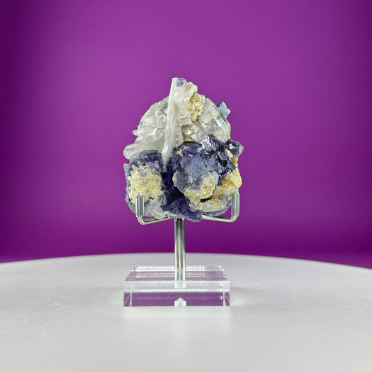 Fluorite/Quartz Specimen (Includes silver metal/acrylic stand)