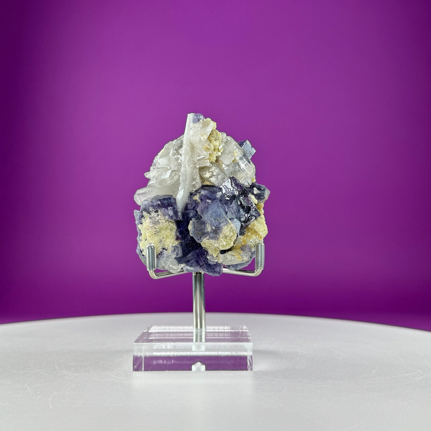 Fluorite/Quartz Specimen (Includes silver metal/acrylic stand)