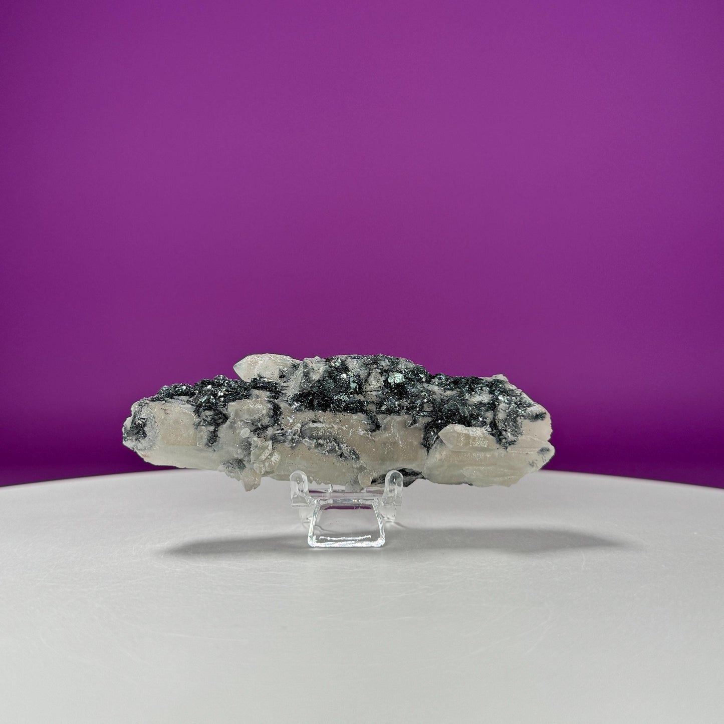 Black Hematite on Quartz (Includes Acrylic Stand)