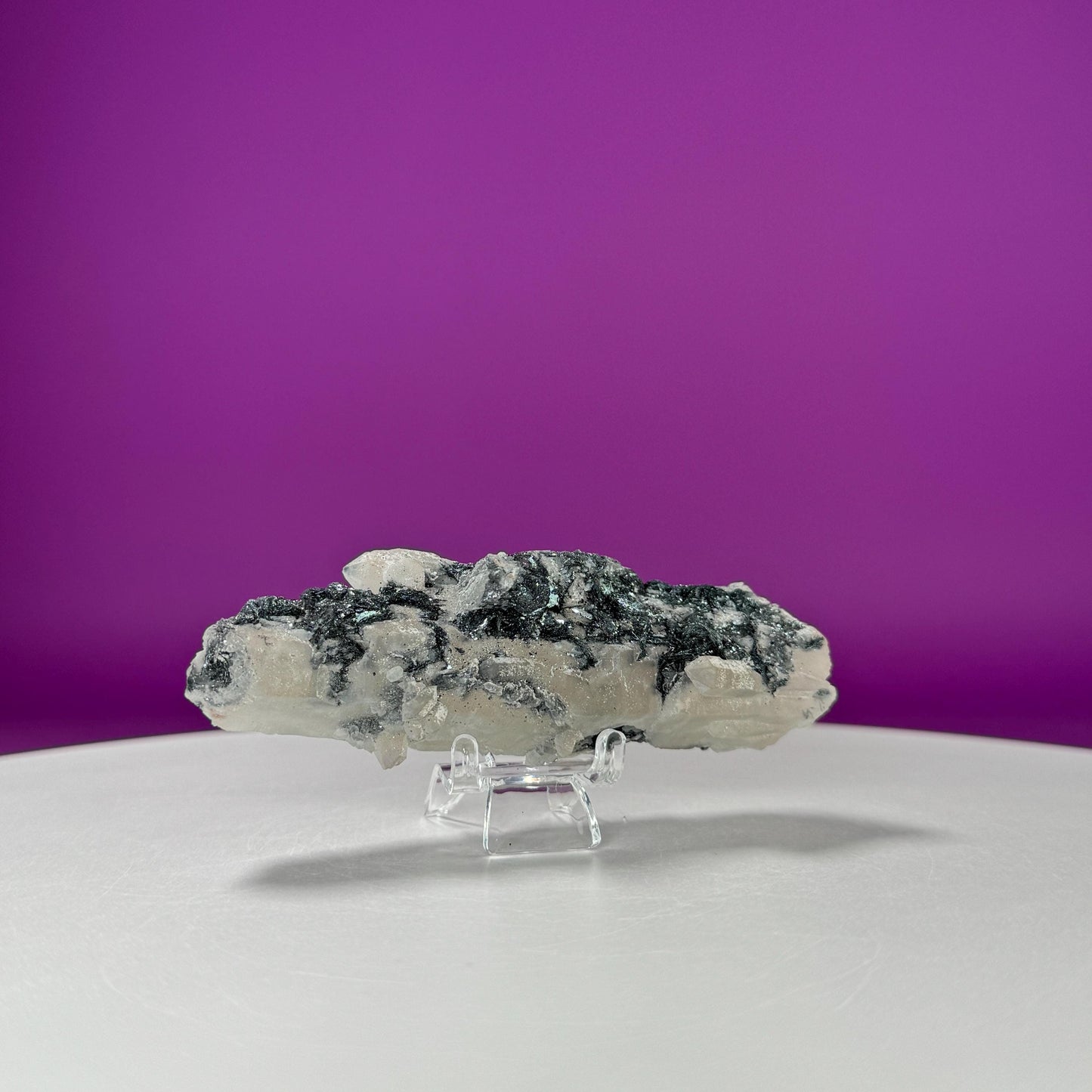 Black Hematite on Quartz (Includes Acrylic Stand)