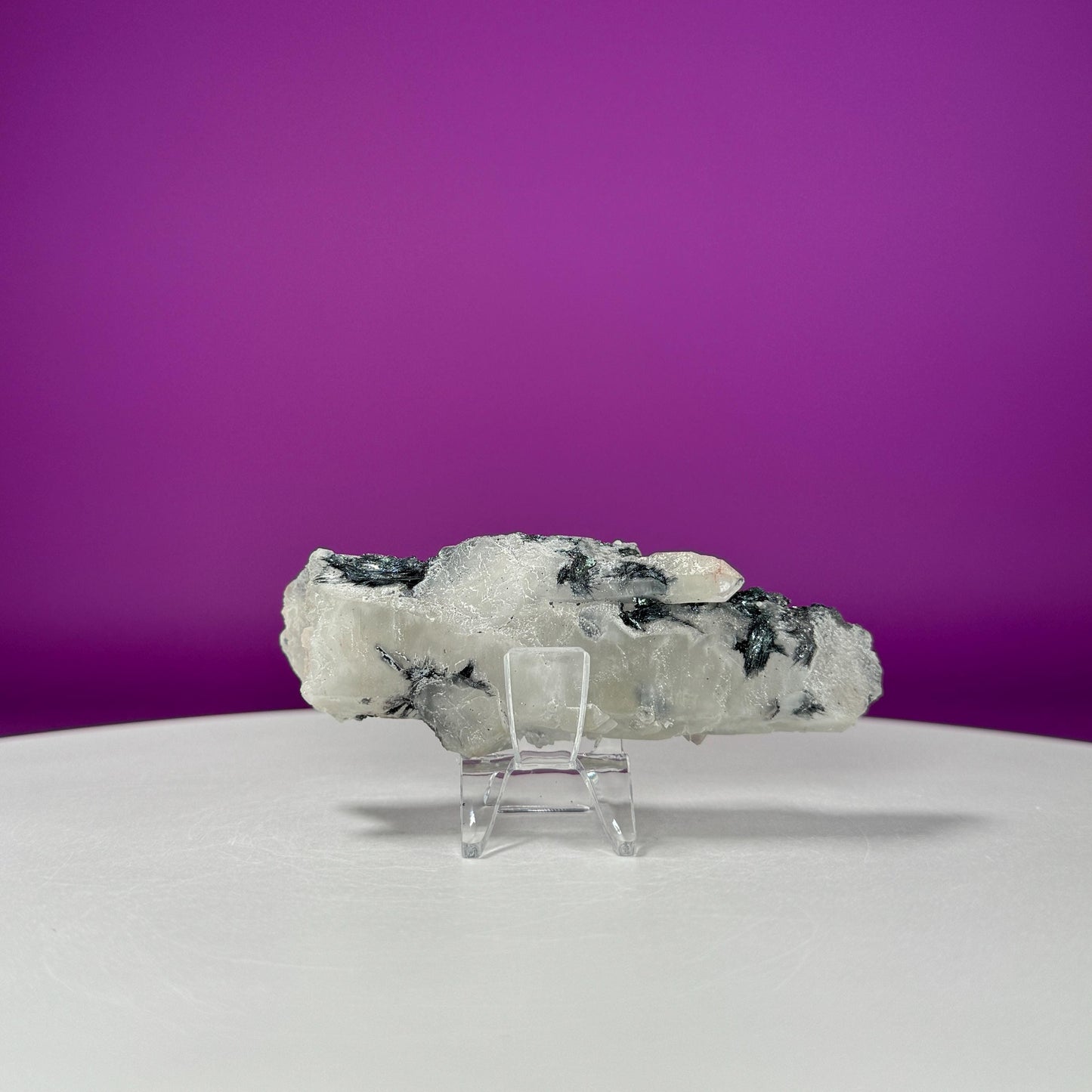 Black Hematite on Quartz (Includes Acrylic Stand)