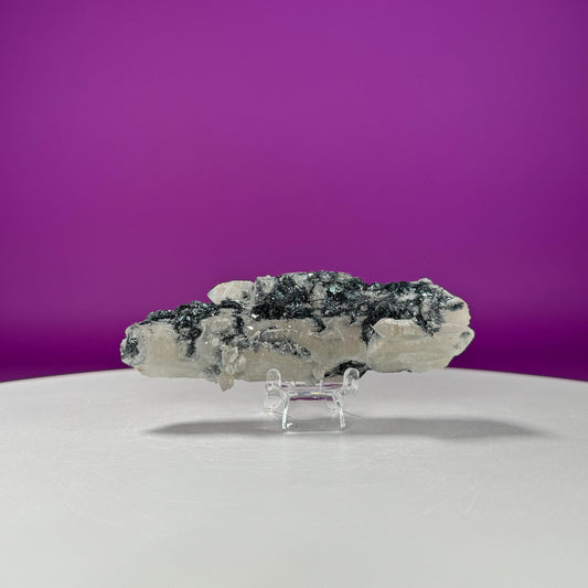 Black Hematite on Quartz (Includes Acrylic Stand)