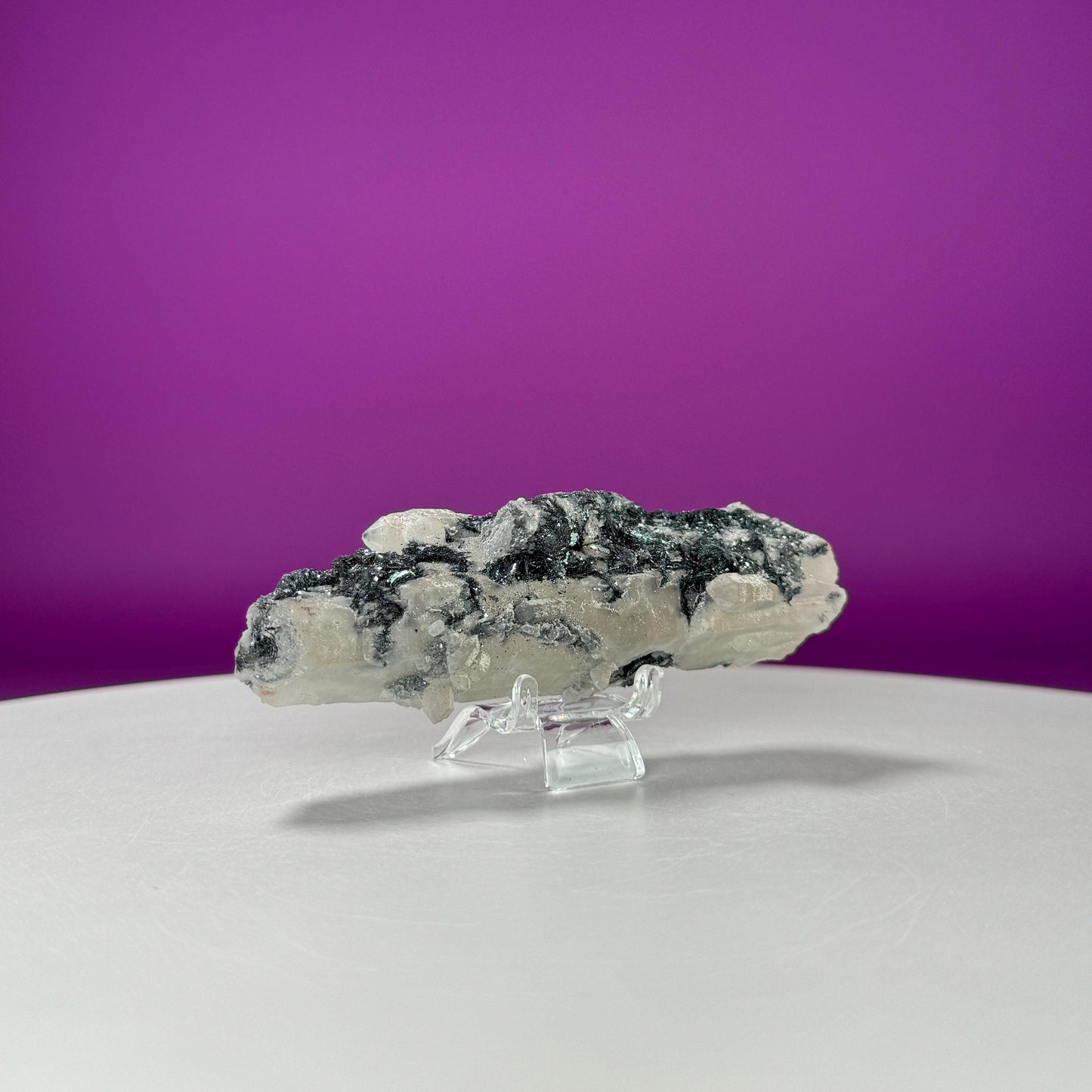 Black Hematite on Quartz (Includes Acrylic Stand)