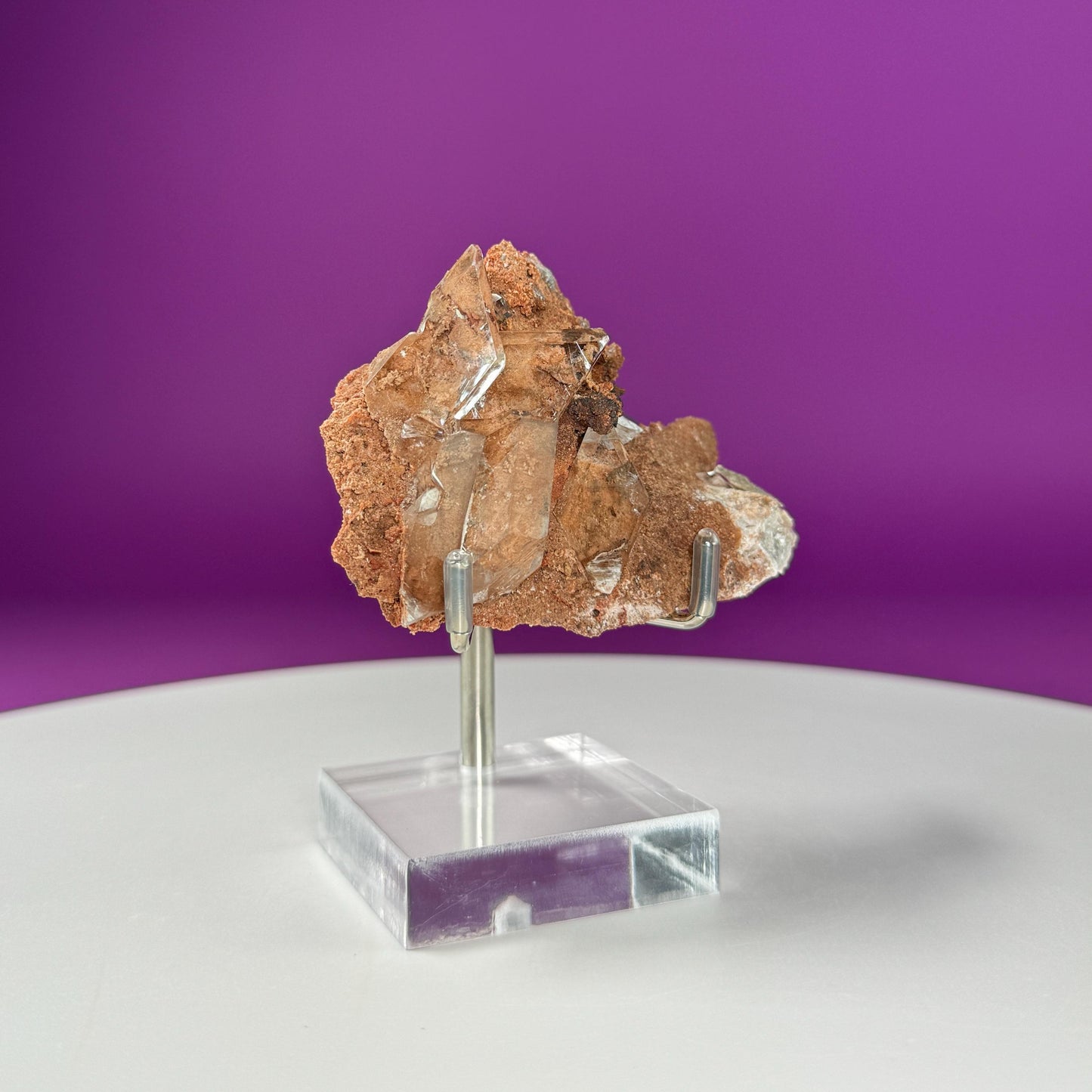 Selenite on Matrix-New Find!!! (Bermejillo, Durango, Mexico) (Includes Silver Metal/Acrylic Stand)