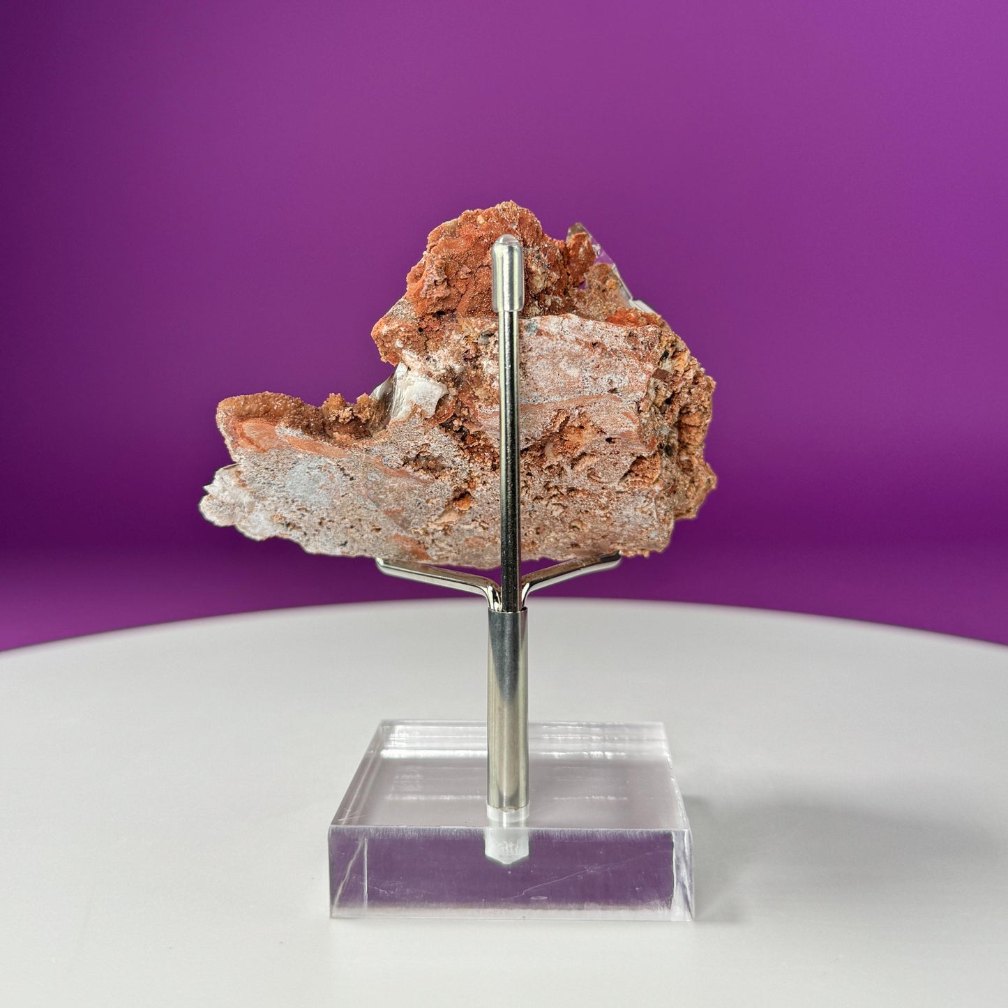 Selenite on Matrix-New Find!!! (Bermejillo, Durango, Mexico) (Includes Silver Metal/Acrylic Stand)