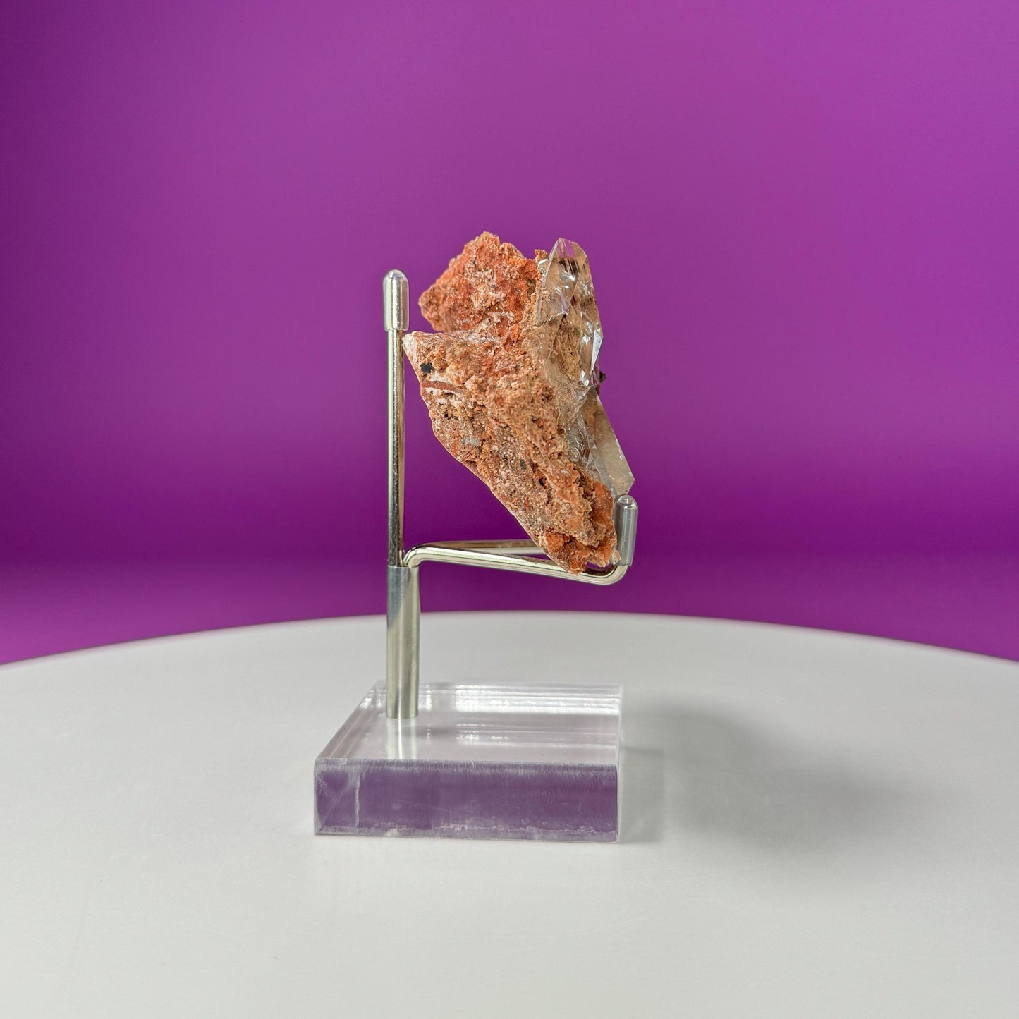 Selenite on Matrix-New Find!!! (Bermejillo, Durango, Mexico) (Includes Silver Metal/Acrylic Stand)