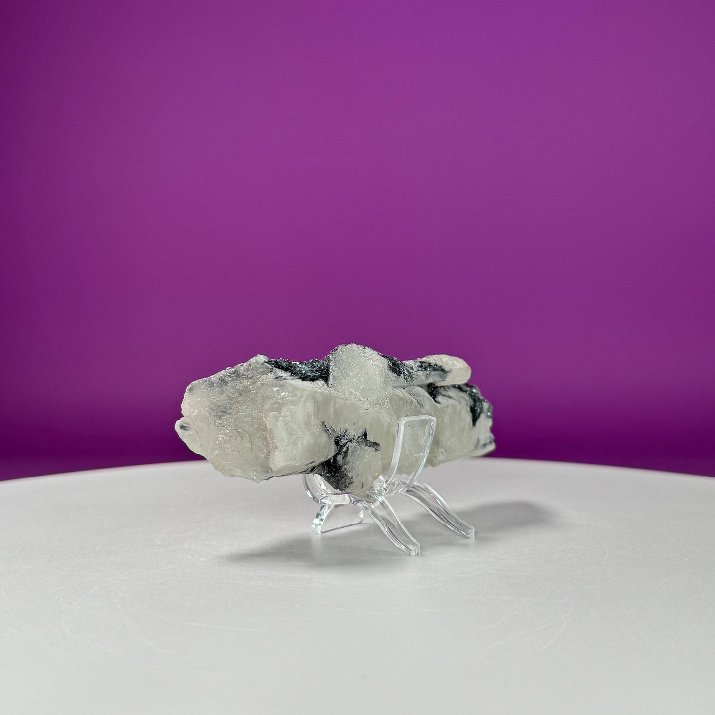 Black Hematite on Quartz (Includes Acrylic Stand)