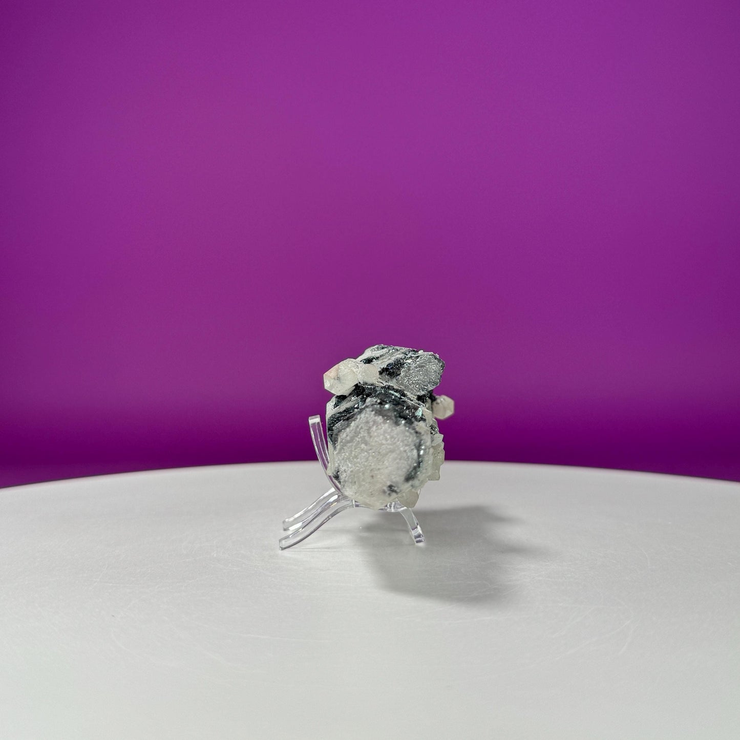 Black Hematite on Quartz (Includes Acrylic Stand)