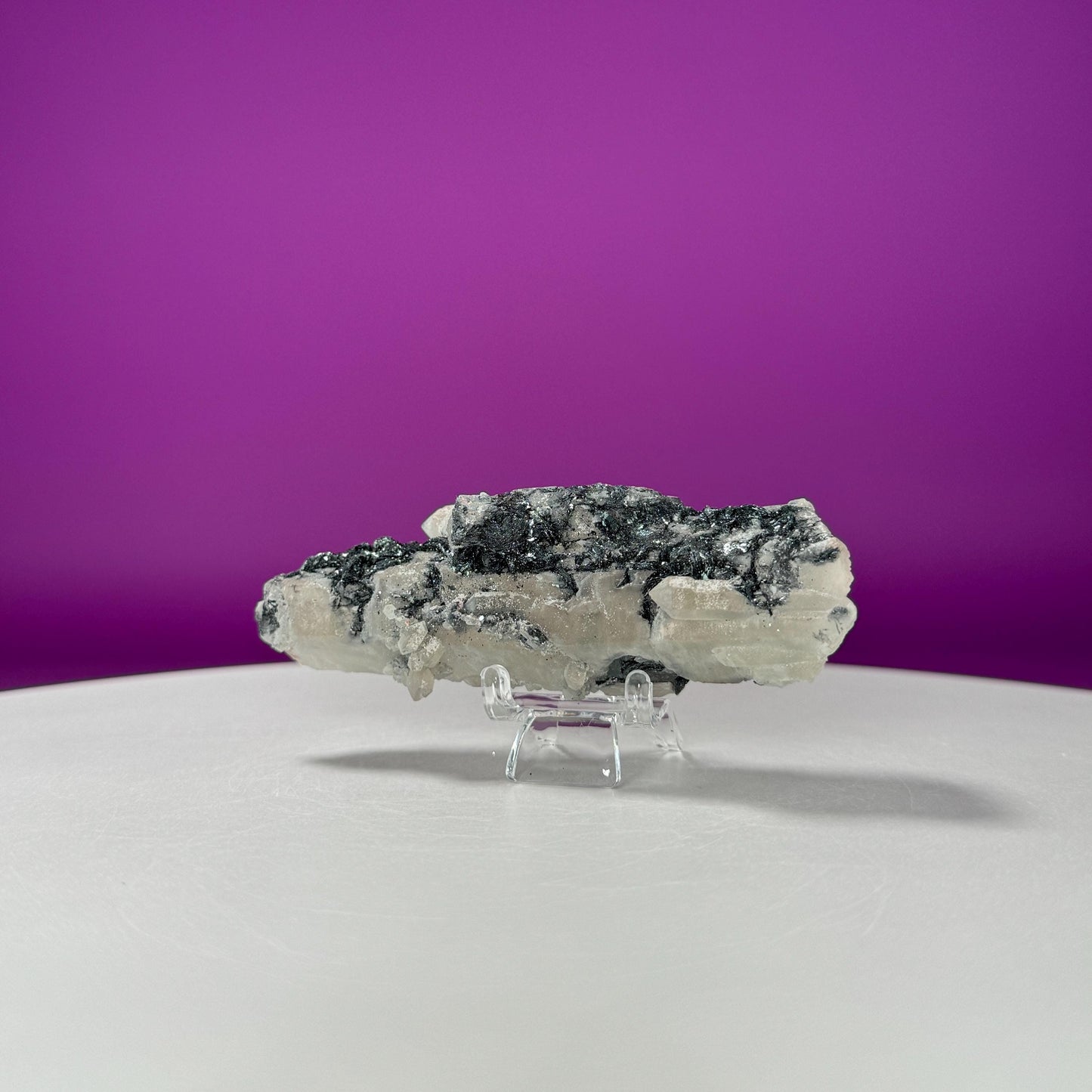 Black Hematite on Quartz (Includes Acrylic Stand)