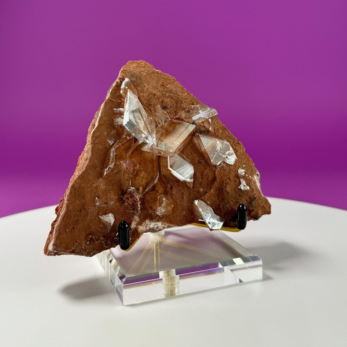Selenite on Matrix-New Find!!! (Bermejillo, Durango, Mexico) (Includes Gold Metal/Acrylic Stand)