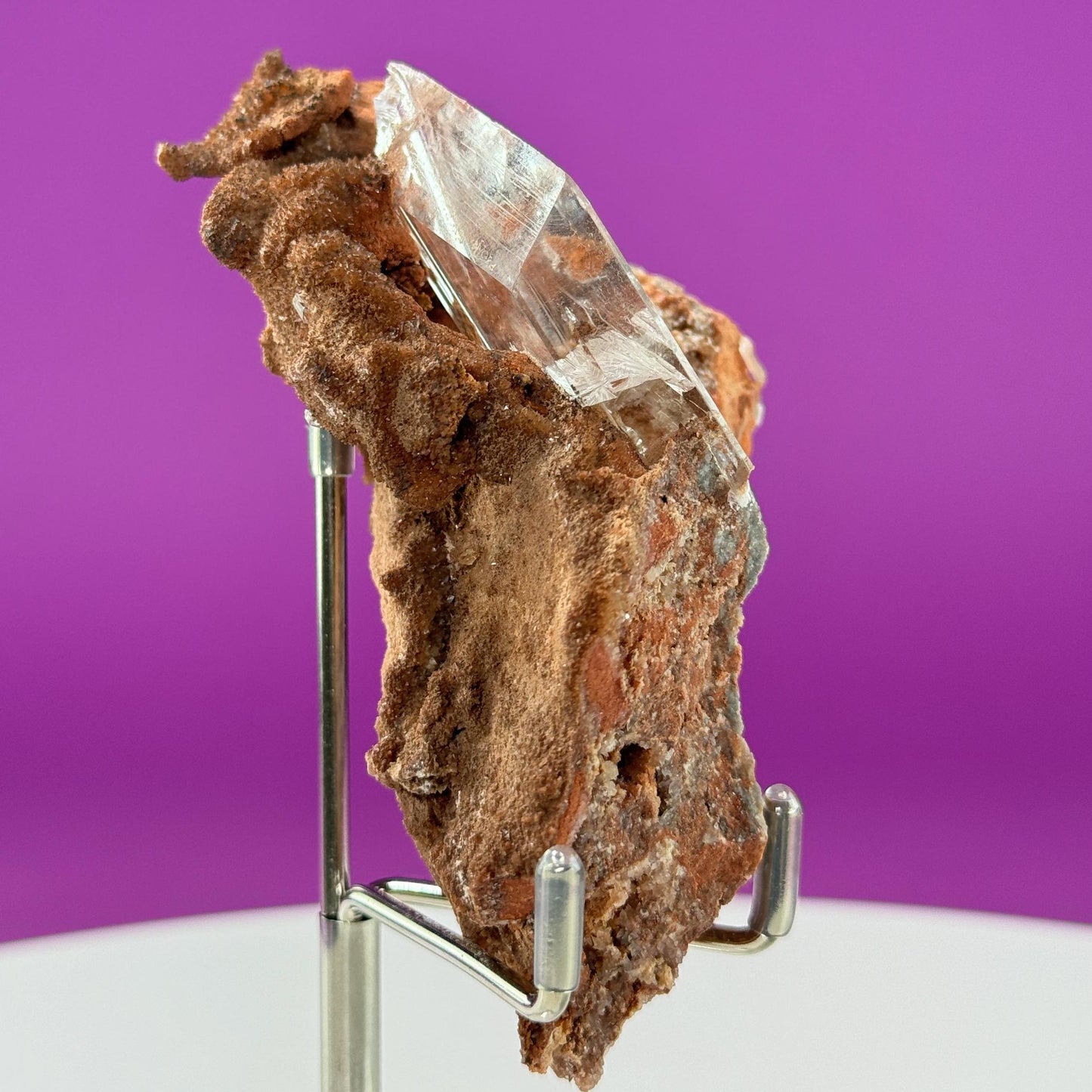 Selenite on Matrix-New Find!!! (Bermejillo, Durango, Mexico) (Includes Silver Metal/Acrylic Stand)