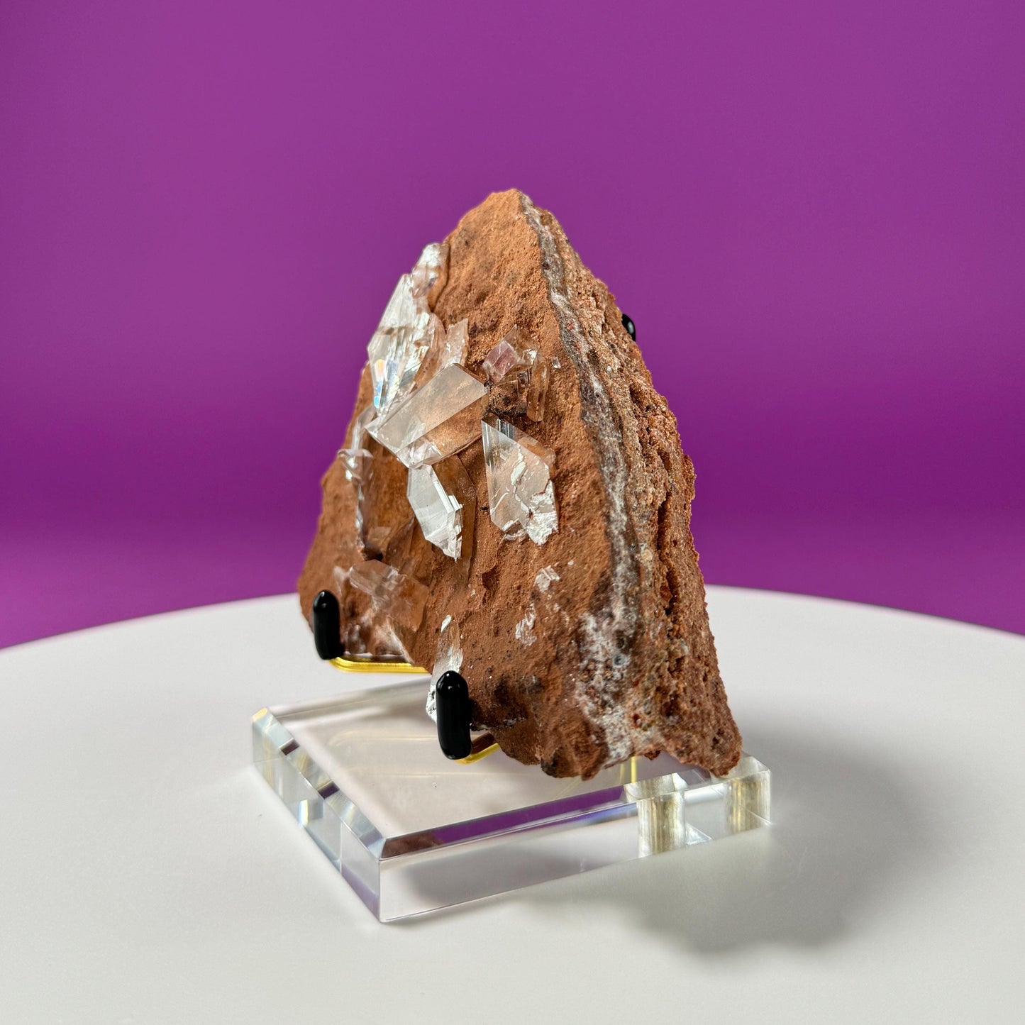 Selenite on Matrix-New Find!!! (Bermejillo, Durango, Mexico) (Includes Gold Metal/Acrylic Stand)