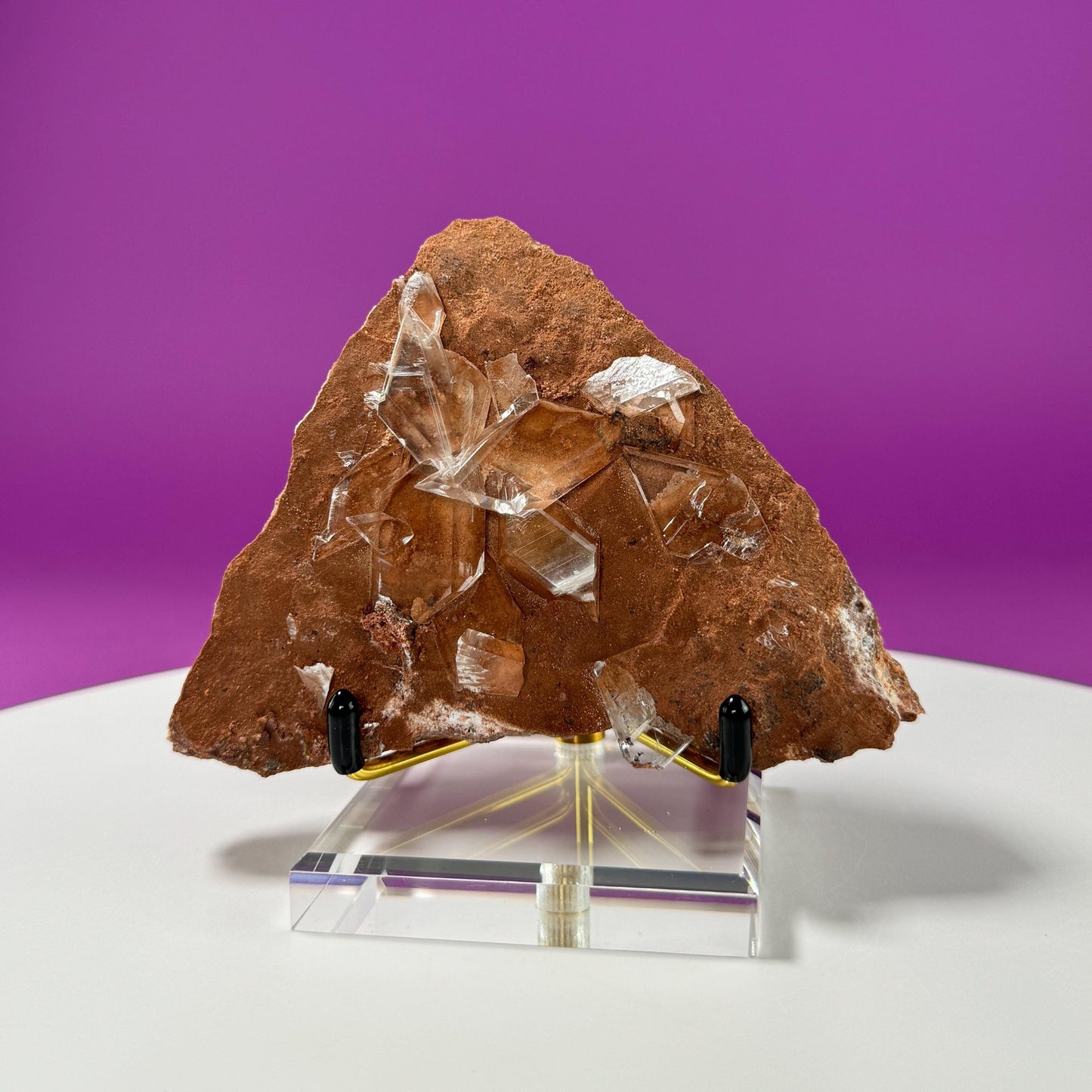 Selenite on Matrix-New Find!!! (Bermejillo, Durango, Mexico) (Includes Gold Metal/Acrylic Stand)