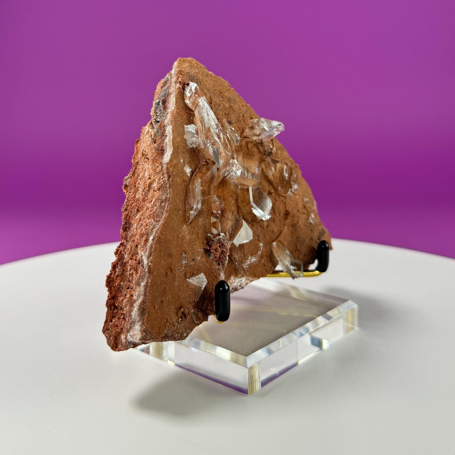 Selenite on Matrix-New Find!!! (Bermejillo, Durango, Mexico) (Includes Gold Metal/Acrylic Stand)