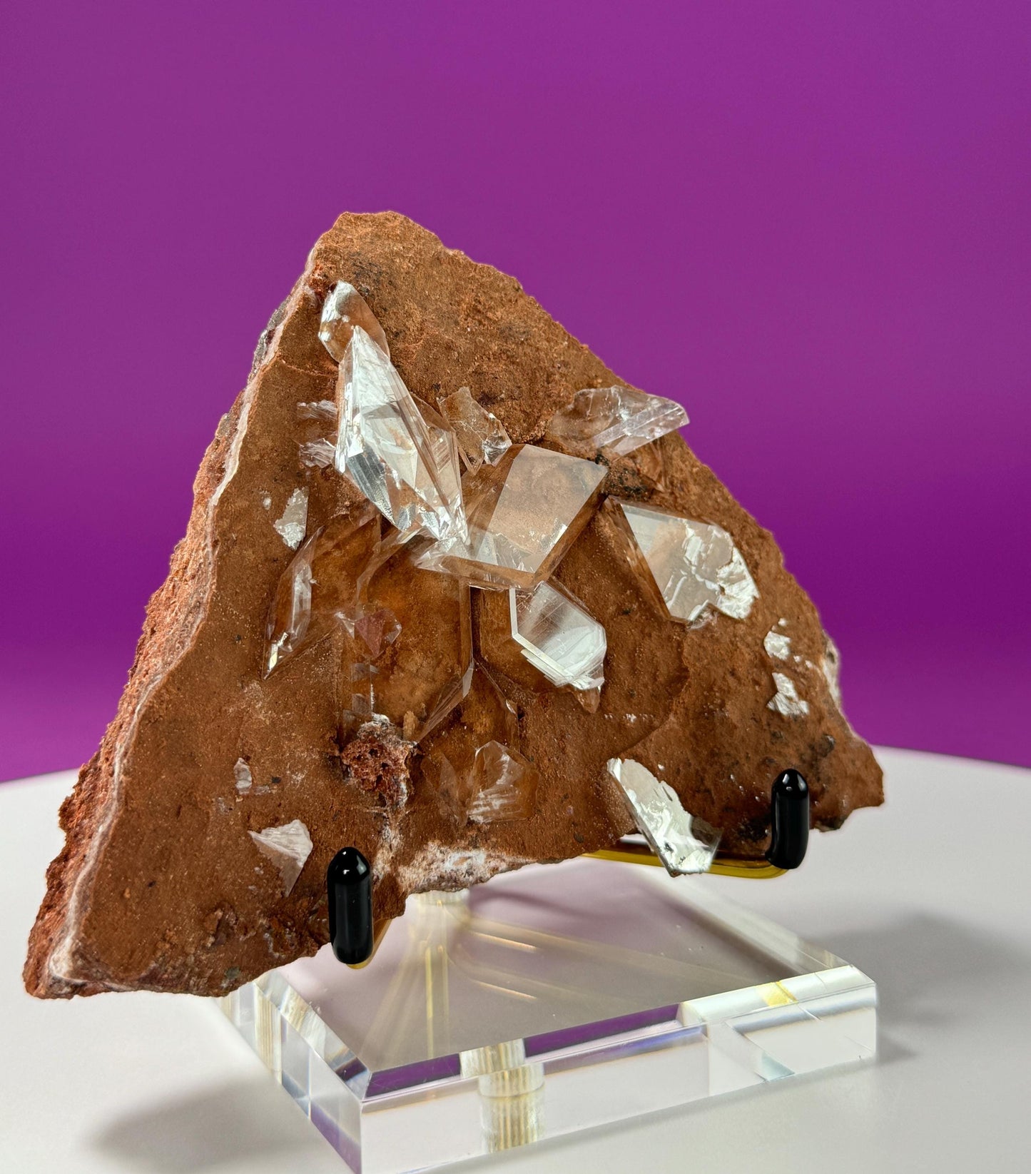Selenite on Matrix-New Find!!! (Bermejillo, Durango, Mexico) (Includes Gold Metal/Acrylic Stand)