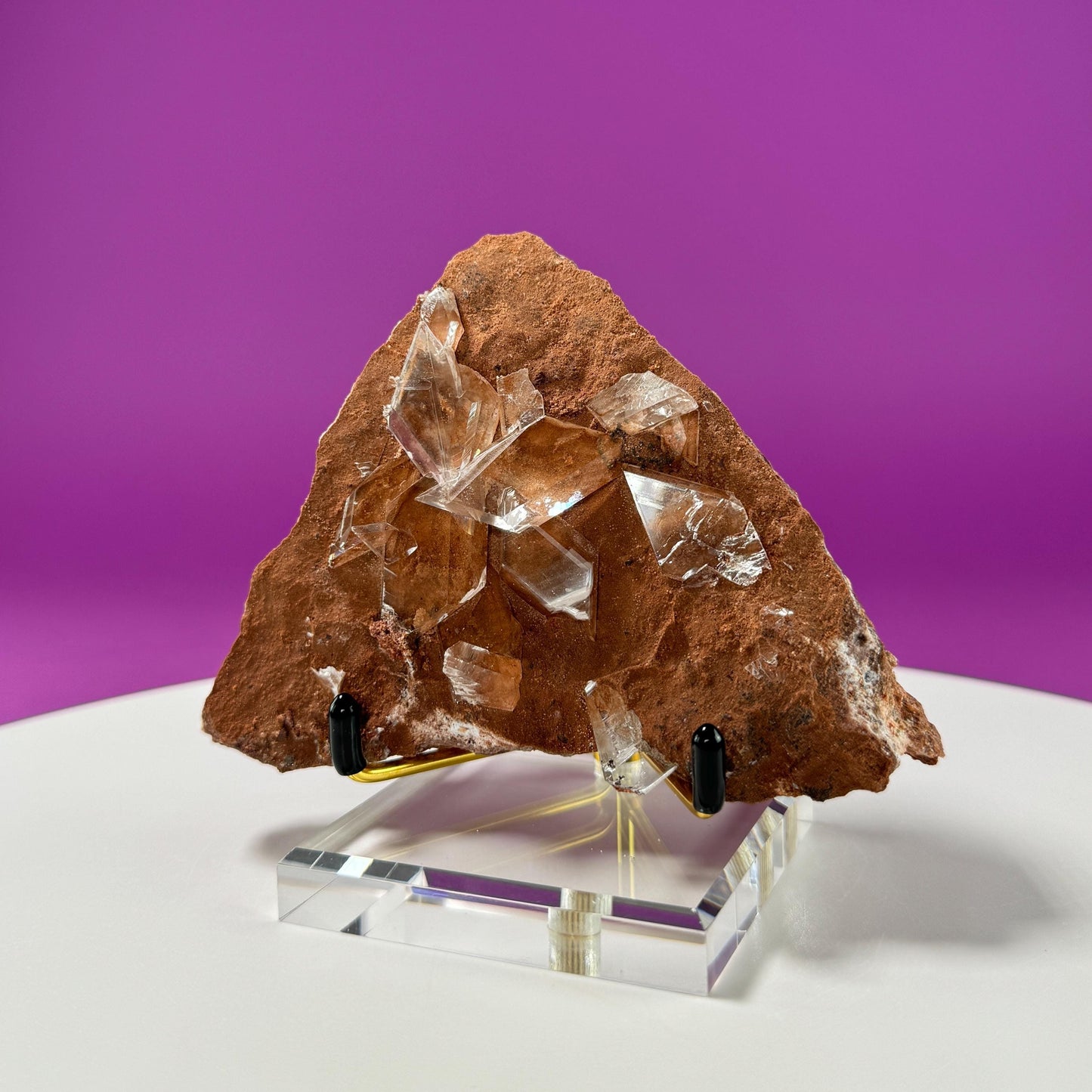 Selenite on Matrix-New Find!!! (Bermejillo, Durango, Mexico) (Includes Gold Metal/Acrylic Stand)
