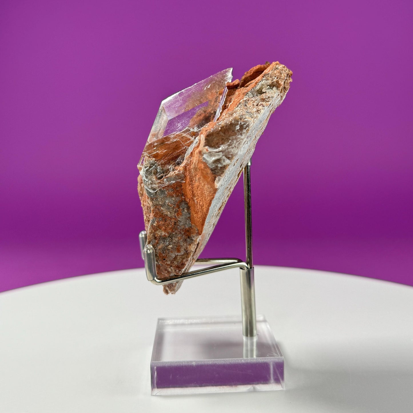 Selenite on Matrix-New Find!!! (Bermejillo, Durango, Mexico) (Includes Silver Metal/Acrylic Stand)