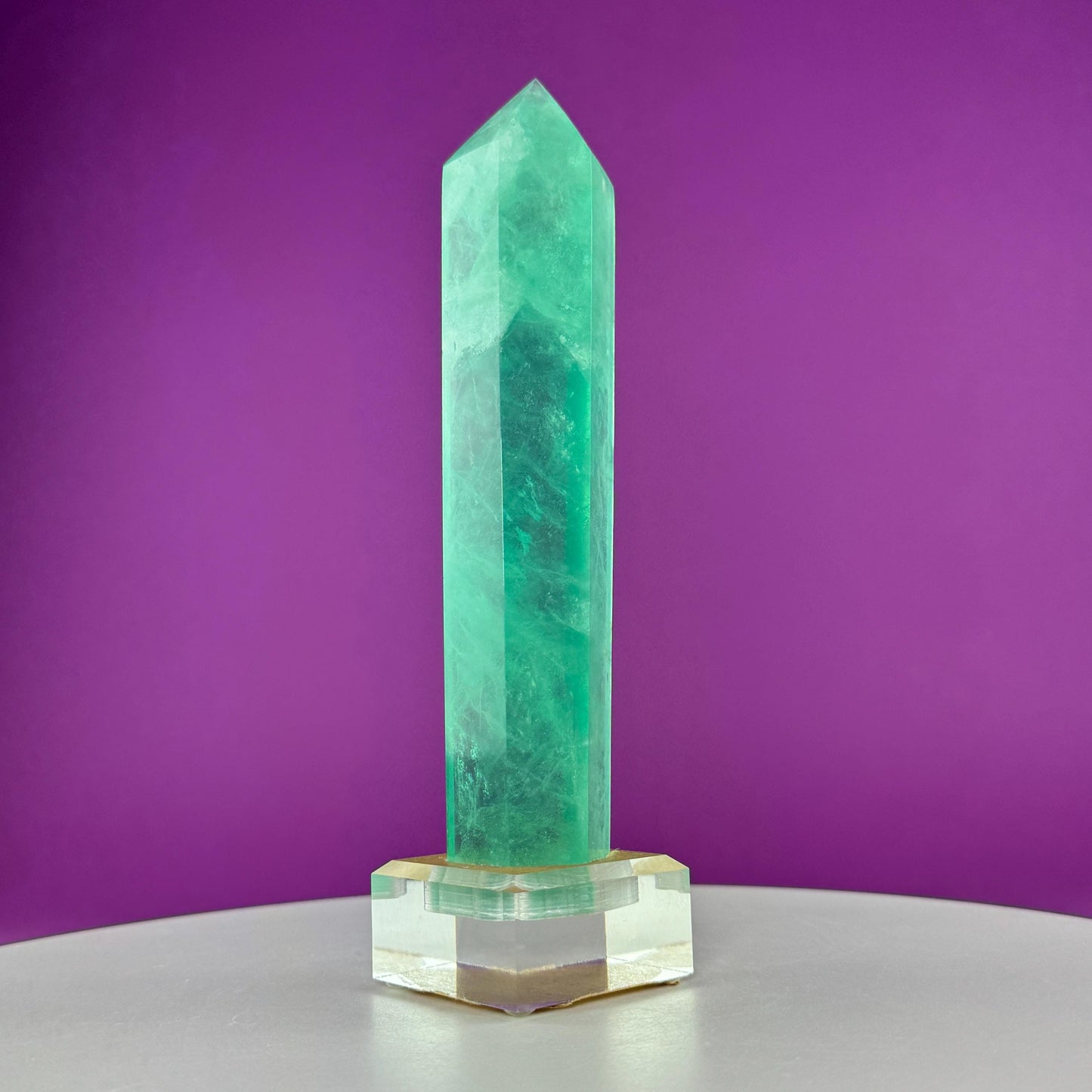 Green Fluorite Tower (Includes Custom Acrylic Stand)